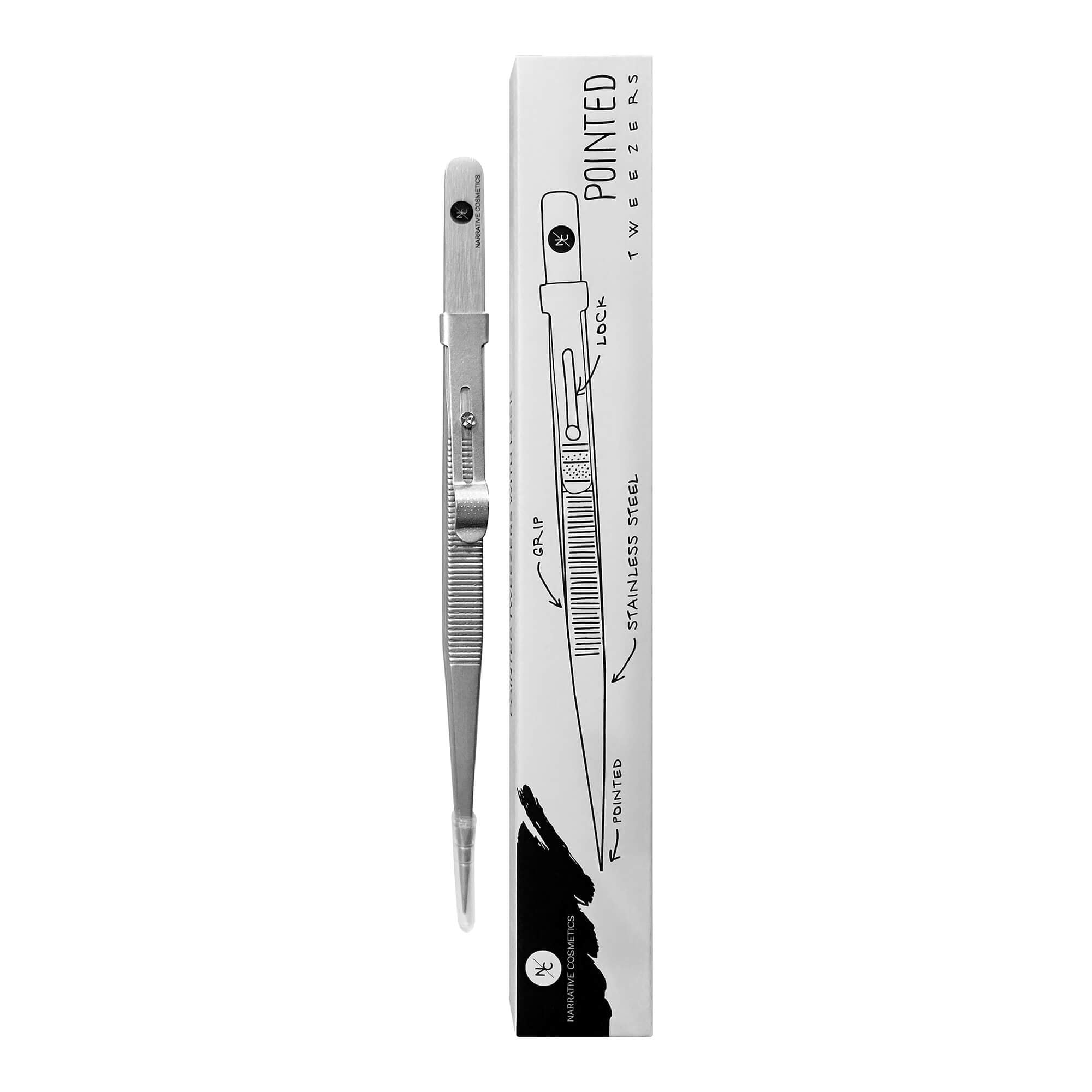 Premium Stainless Steel Tweezers with Sliding Lock - Professional Slant Tip for Eyebrow Plucking, Splinter Removal & Crafting - Ideal for Beauty, First Aid & DIY Projects