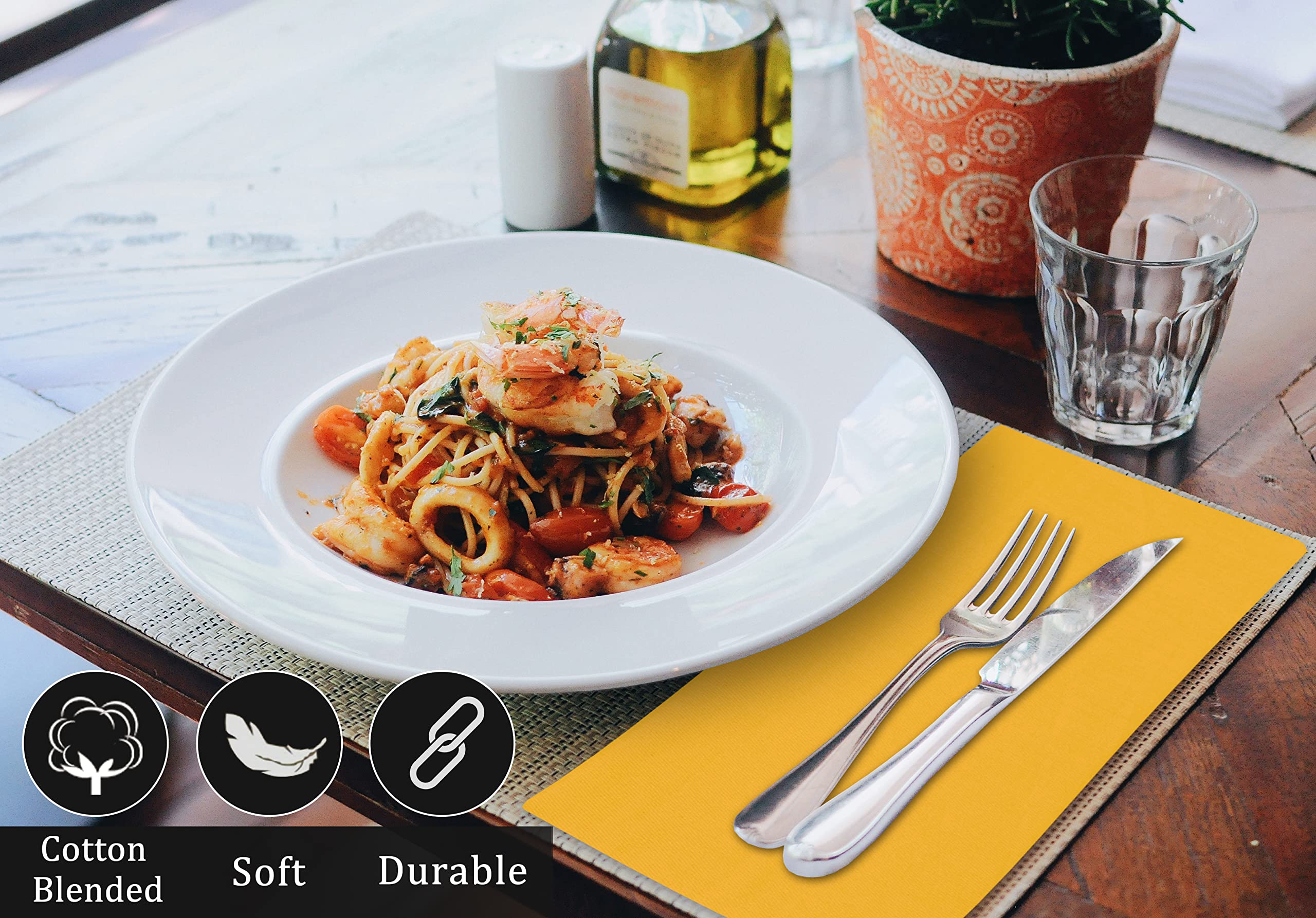 Premium 12-Pack Ruvanti Cotton Blend Cloth Napkins (18x18 Inches) - Soft, Durable & Highly Absorbent Washable Dinner Napkins for Restaurants, Weddings, Parties & Everyday Use - Mustard Color | Perfect for Fine Dining, Casual Meals & Special Events