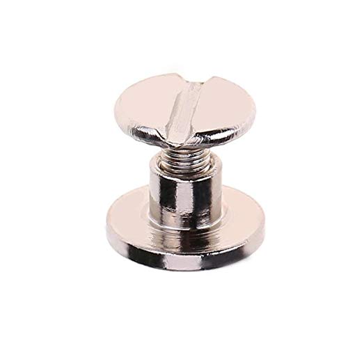 20pcs Solid Brass Chicago Screws - Copper Binding Rivets for Photo Albums, Leather Craft, Belts & Wallets (5mm, Silver) - Durable Hardware for DIY Projects & Leatherworking