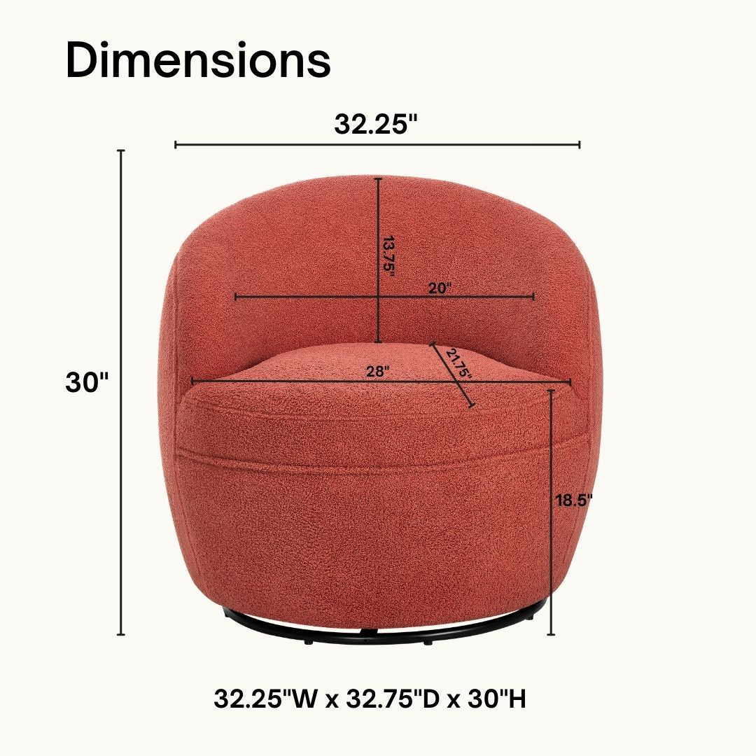 Roundhill Furniture Galleria 360 Swivel Faux Shearling Barrel Chair - Cozy Modern Accent Chair for Living Room, Bedroom & Office - Perfect for Reading, Relaxing & Home Decor