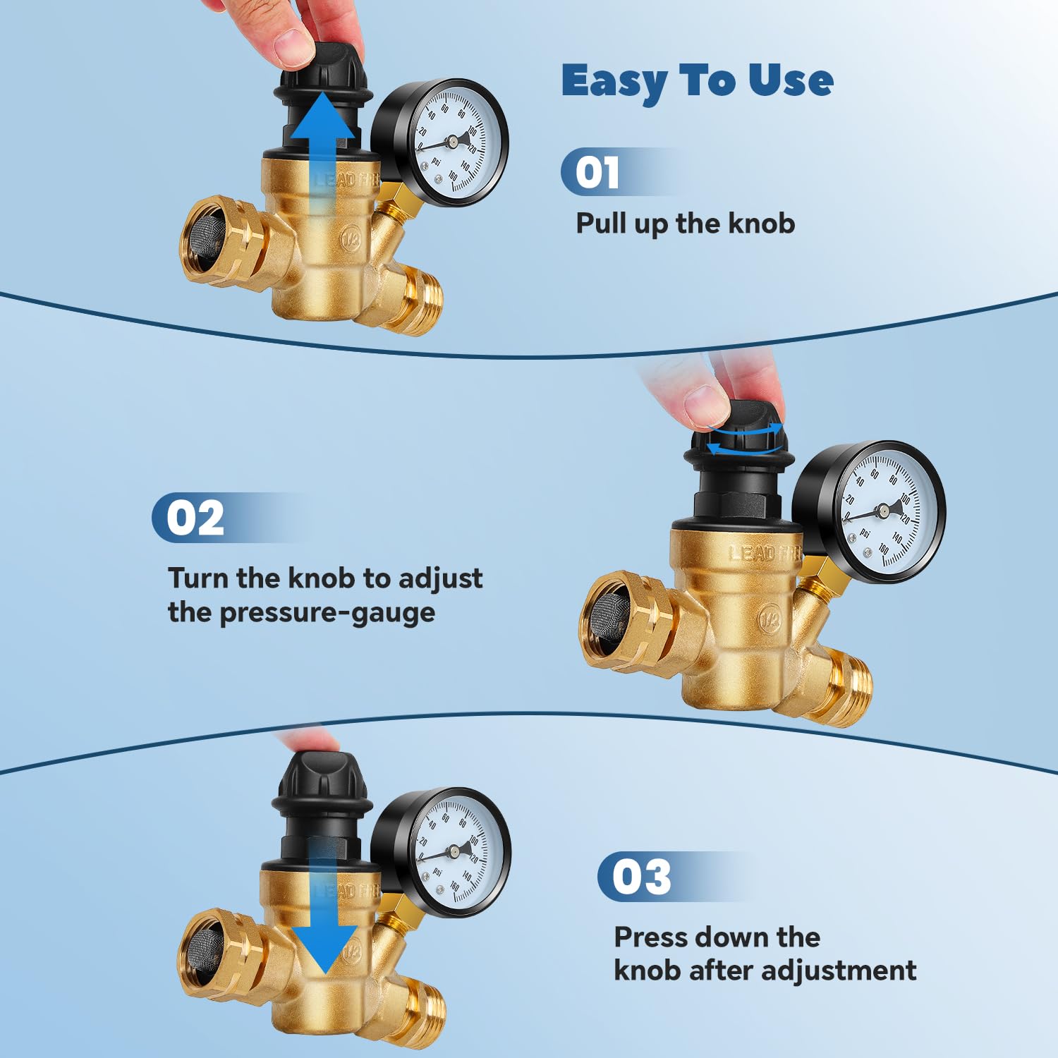 RV Fresh Water Kit with Filter & Pressure Regulator - Camping & Outdoor Use