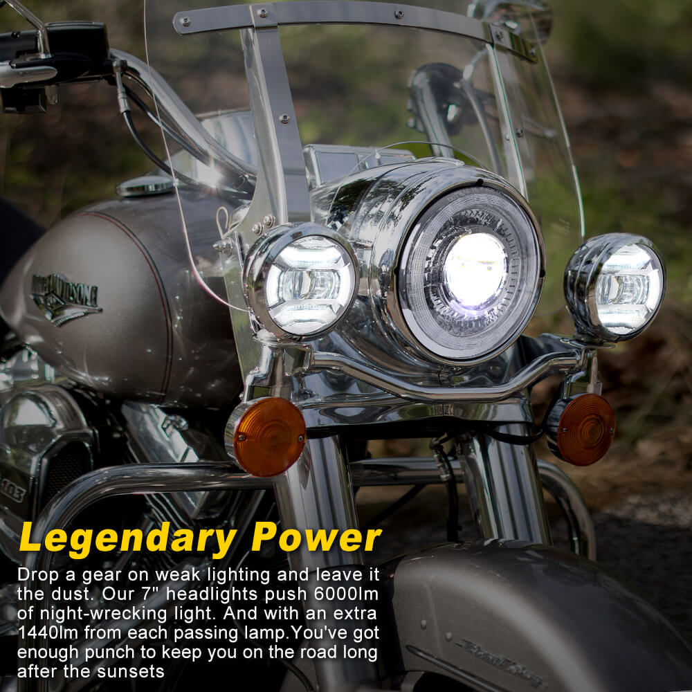 LOYO New LED Headlight Motorcycle Kit - High Brightness Waterproof Headlamp for Harley Davidson Electra Glide, Road King, Softail & More - Perfect for Night Riding & Off-Road Adventures