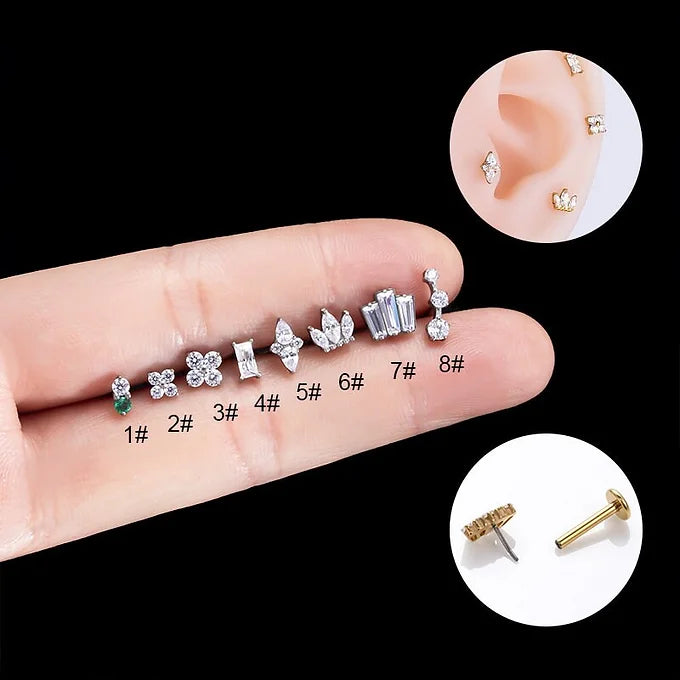 16G Cartilage Titanium Earrings - Flower Crown Stud Earrings for Women | Hypoallergenic Body Jewelry | Perfect for Piercing, Daily Wear & Special Occasions