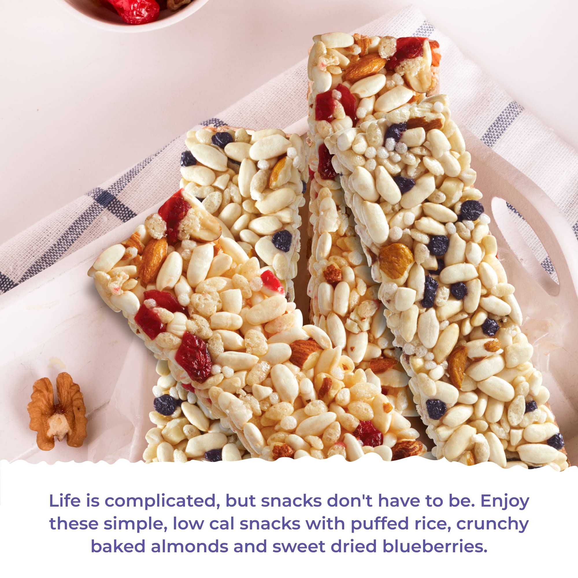 180 Snacks Pre-Meal Skinny Rice Bar with Himalayan Salt - Blueberry & Almond Flavor (1 Pack, 3.22oz) | Healthy Low-Calorie Snack for Weight Loss, Keto Diet & On-the-Go Energy