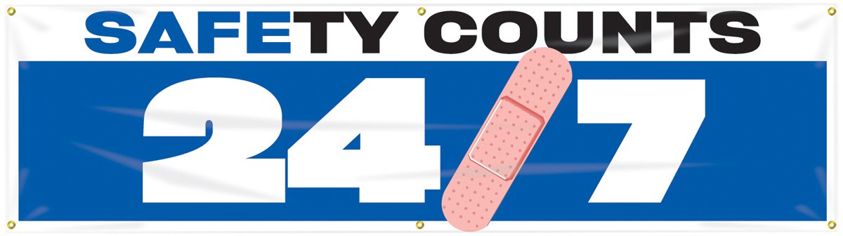 Accuform MBR936 Motivational Safety Banner - 'Safety Counts 24/7' 28