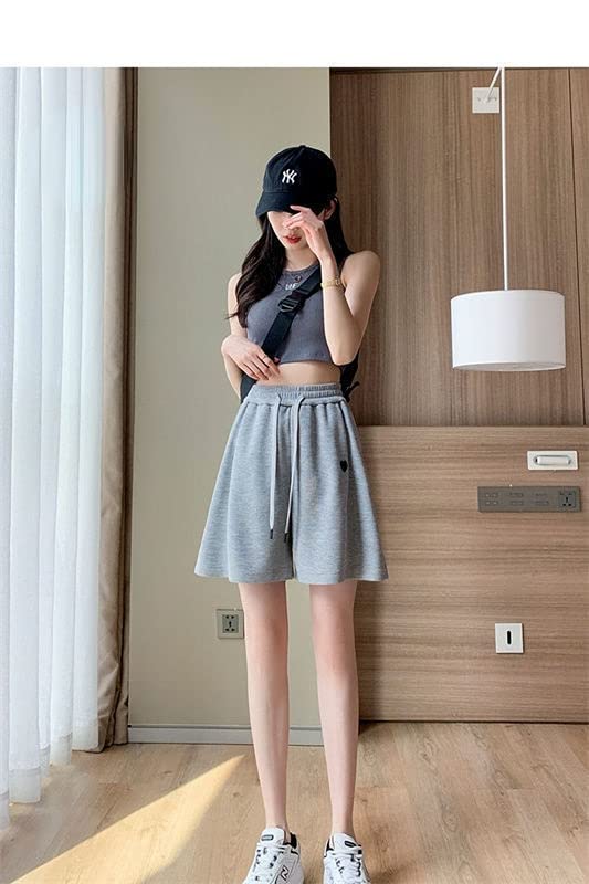 Women's Bermuda Shorts - Cute Heart Print Casual Summer Athletic Jersey Sweat Shorts for Walking, Running & Home Wear | Comfortable Long Shorts for Women & Teens