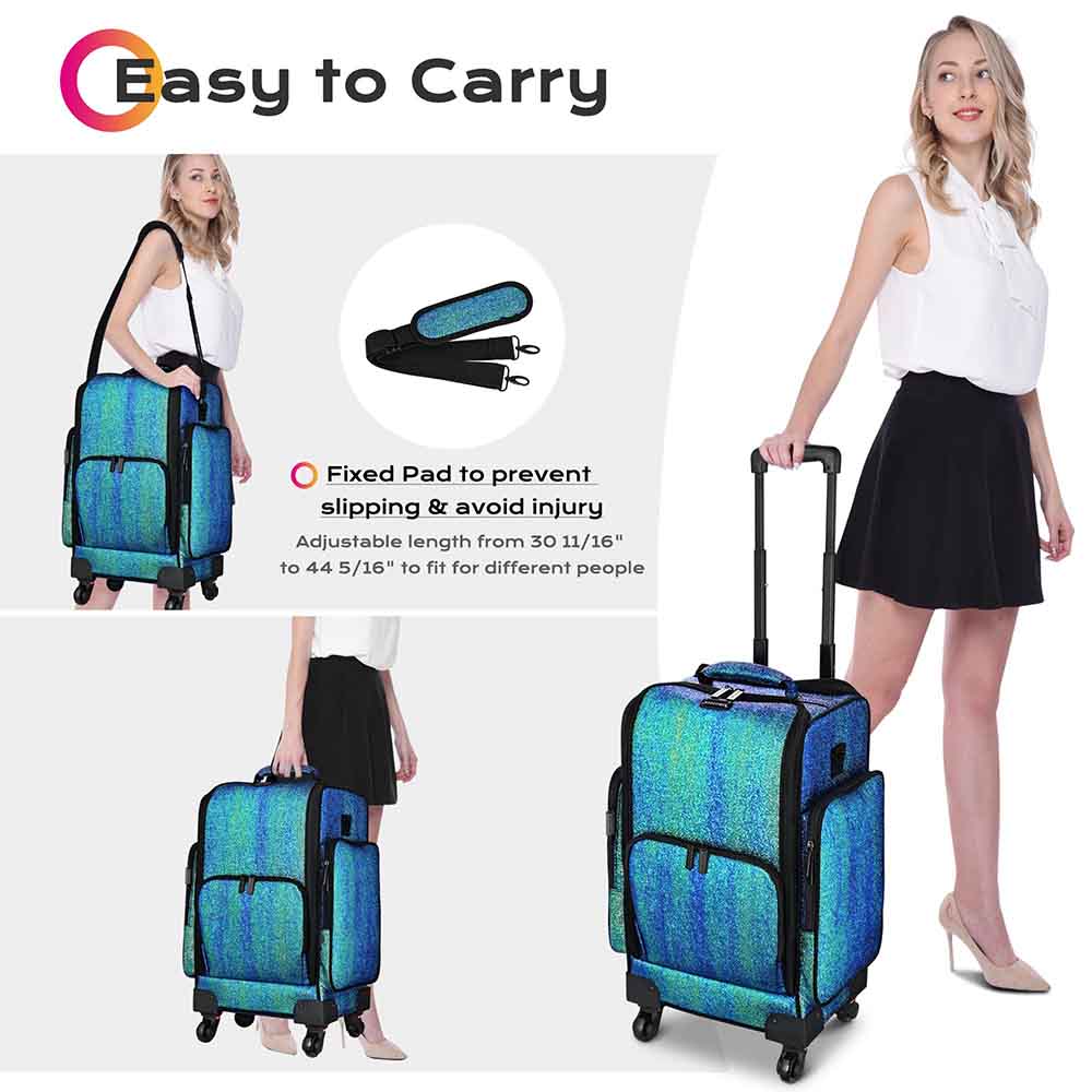 Professional Rolling Makeup Case - 8 PU Leather Trays & Multiple Compartments for Cosmetics Storage | Perfect for Salon, Travel & Mobile Makeup Artists