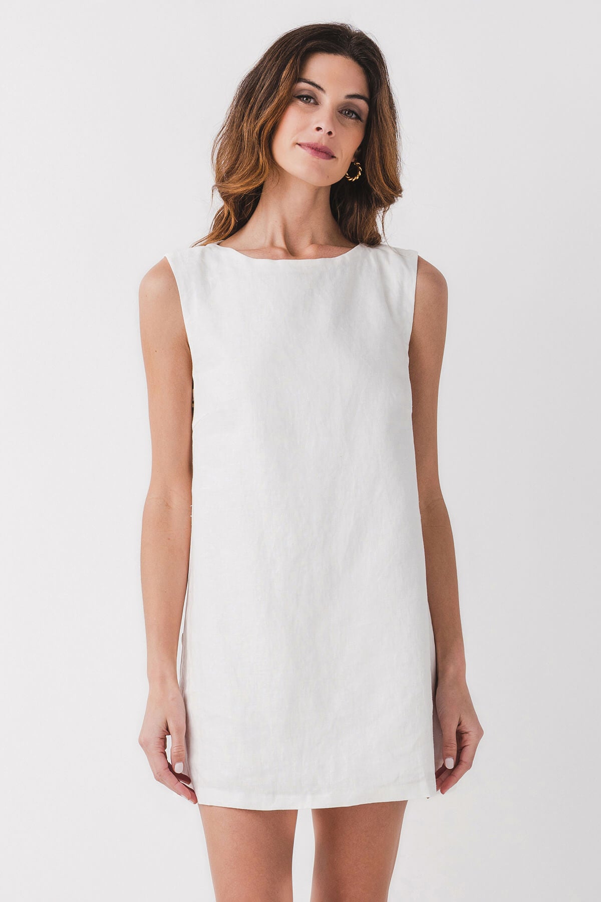 Miou Muse Women's Linen Button Detail Shift Dress - Casual Summer Boho Style for Beach, Office & Date Nights