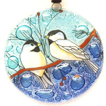 Chickadee Suncatcher - Handmade Glass Window Decor for Home & Garden - Perfect for Living Room, Bedroom, or Outdoor Spaces