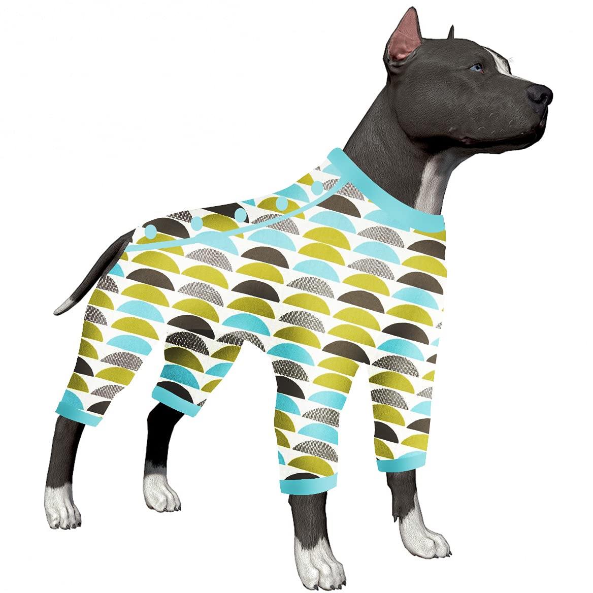LovinPet Large Dog Pajamas - Abstract Geometric Print Dog Pajamas for Dobermans & Big Dogs | Lightweight Pullover Dog PJs with Full Coverage | Perfect for Indoor Lounging & Cold Weather Comfort