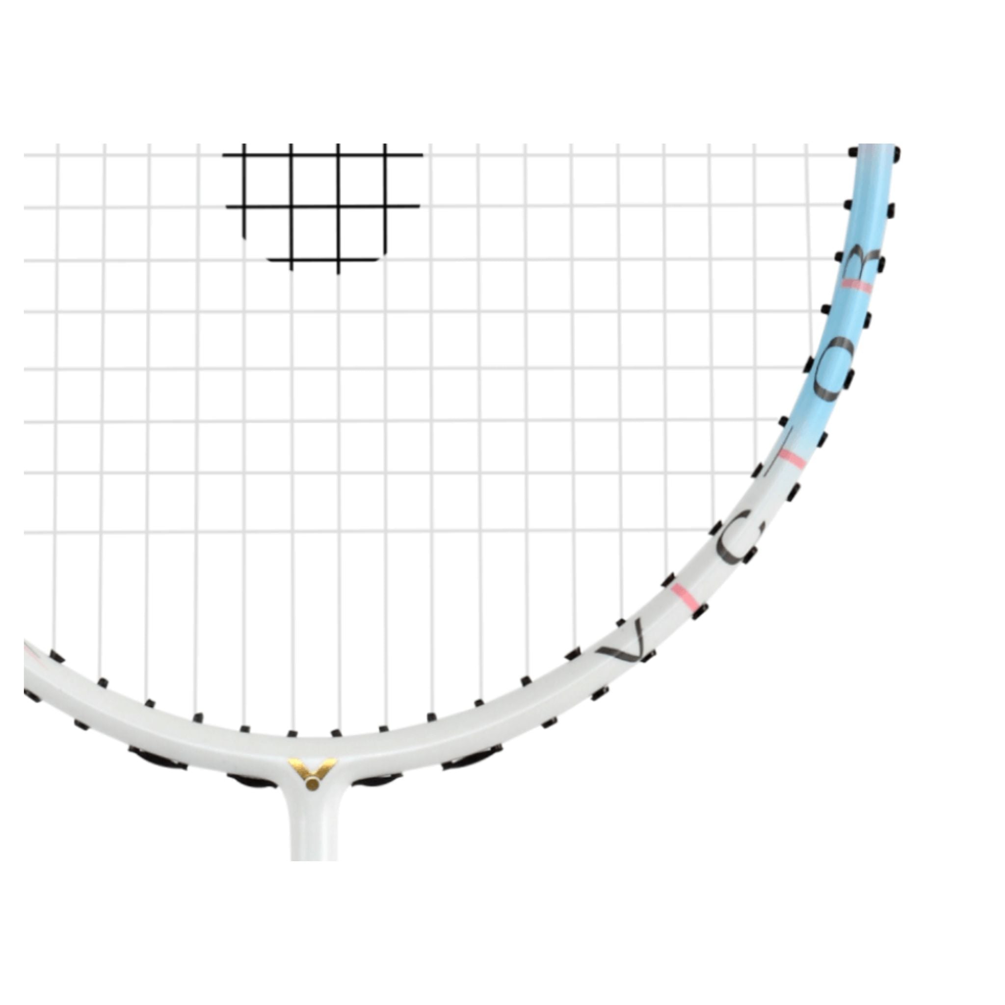 Victor Auraspeed 77F Unstrung Badminton Racket - Lightweight Carbon Fiber Badminton Racquet for Professional & Intermediate Players [Light Pink/Blue] - Perfect for Tournaments & Training Sessions
