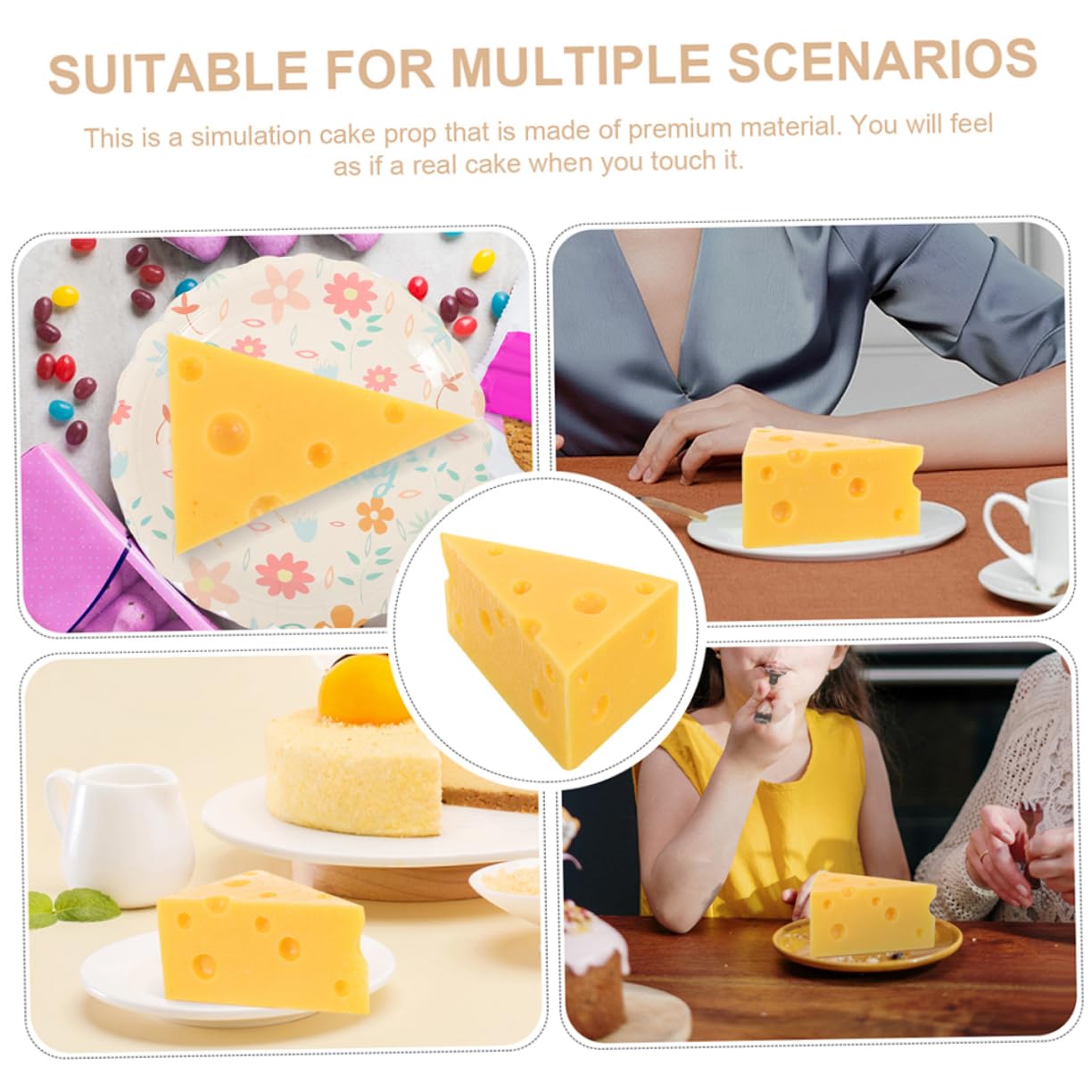 Mobestech 2-Pack Realistic Fake Cheese Blocks - Perfect for Cake Decorations, Food Display Props, Photography Backdrops & Bakery Window Displays