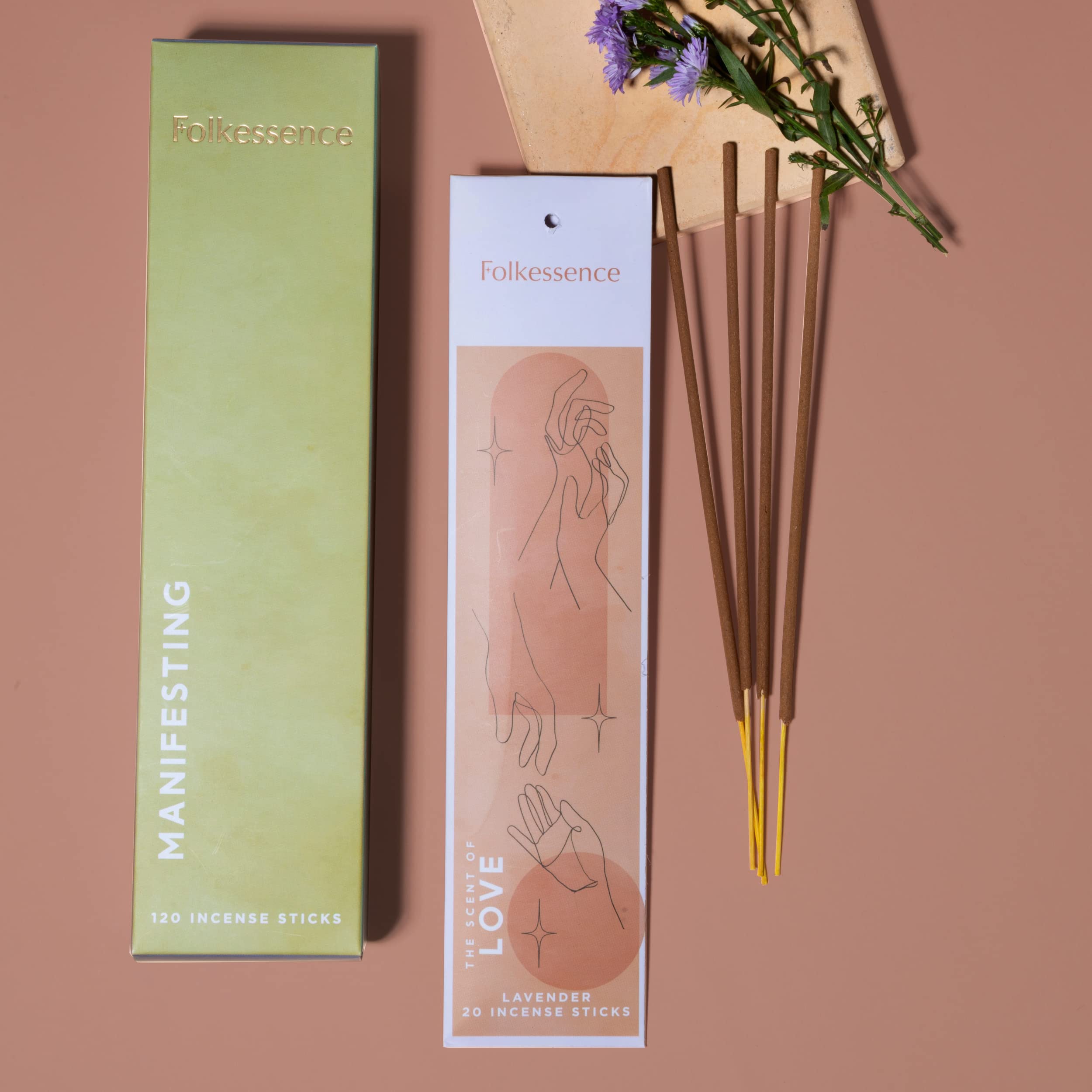 Folkulture Incense Sticks Set - 6 Scents (120 Sticks) for Meditation & Relaxation - Frankincense, Coffee, Aqua Breeze, Mint Basil, Lavender, Green Tea - Perfect for Home, Yoga, Spa & Valentine's Day Gifts for Her