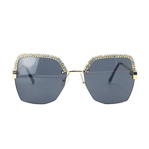FUPRECIOUS Women's Fashion Sunglasses - Rimless Square Oversized Frames with Diamond Cut Lens & Rhinestone Accents | UV Protection for Outdoor, Beach, and Driving