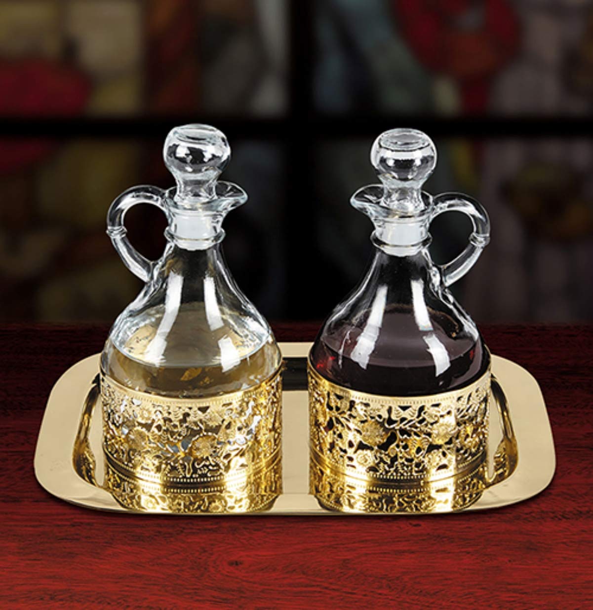 Christian Cruet Tray - Elegant Communion Serving Set for Church & Home