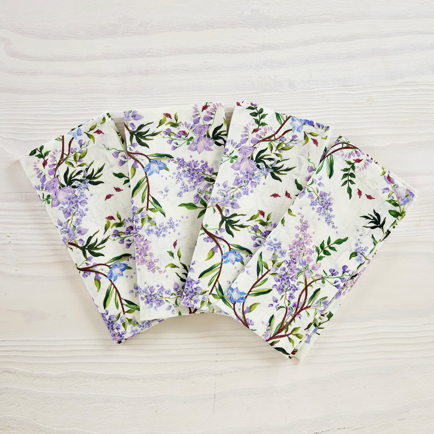 Lilac Floral Printed Napkins - Set of 4 Premium Cotton Dinner Napkins for Elegant Dining, Parties & Home Decor