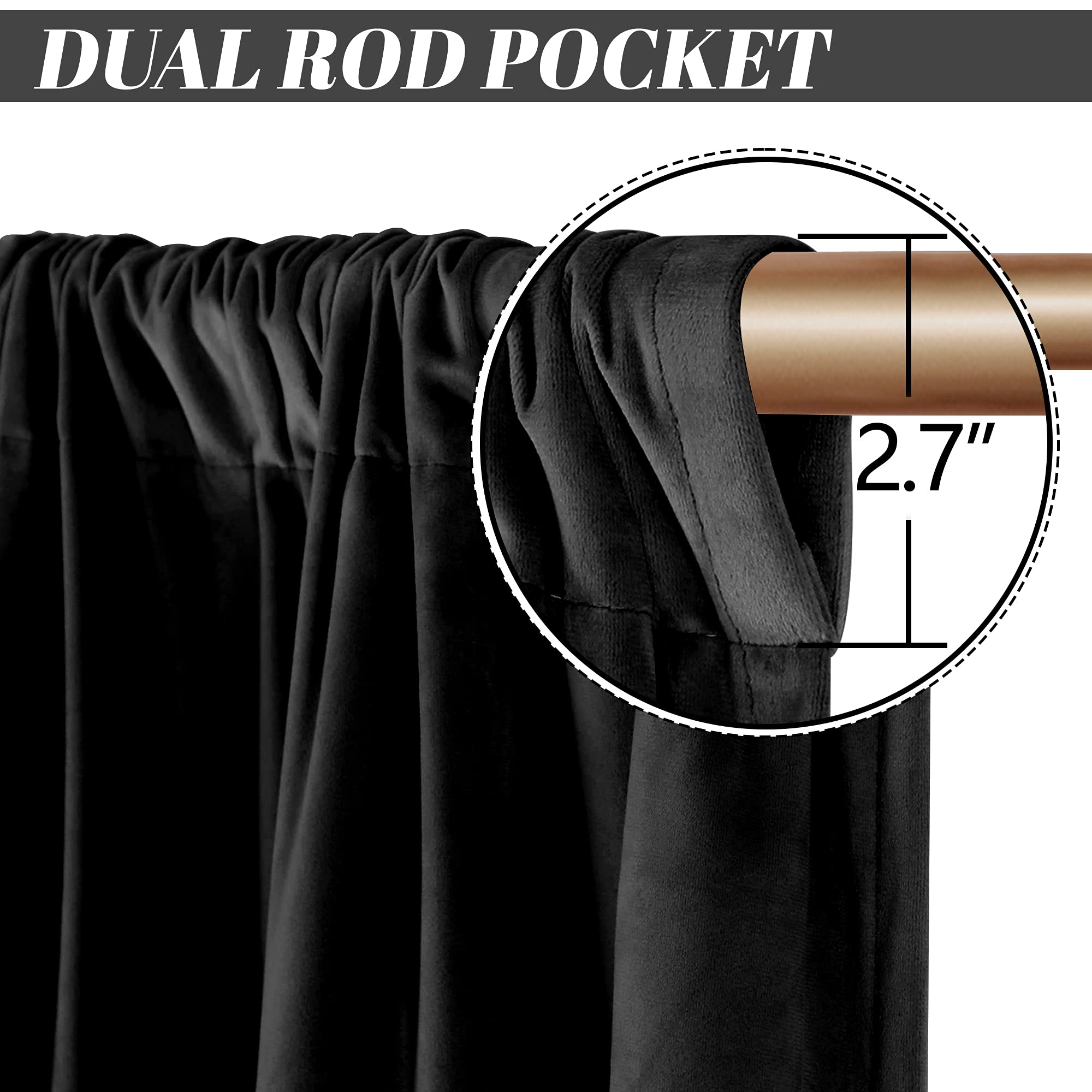 Nanbowang Blackout Velvet Curtains - 96 Inch Long Thermal Insulated Window Drapes with Rod Pocket, Light Blocking Bedroom Curtain Panels (Set of 2) for Home Theater, Nursery & Noise Reduction