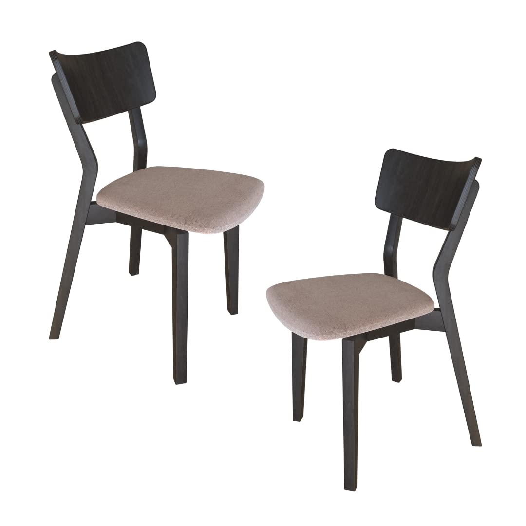 2-Piece Wooden Dining Chair Set - Modern Upholstered Accent Chairs with Solid Back (Brown/White) - Perfect for Dining Room, Kitchen, Living Room & Small Spaces - Minkar Home Furniture
