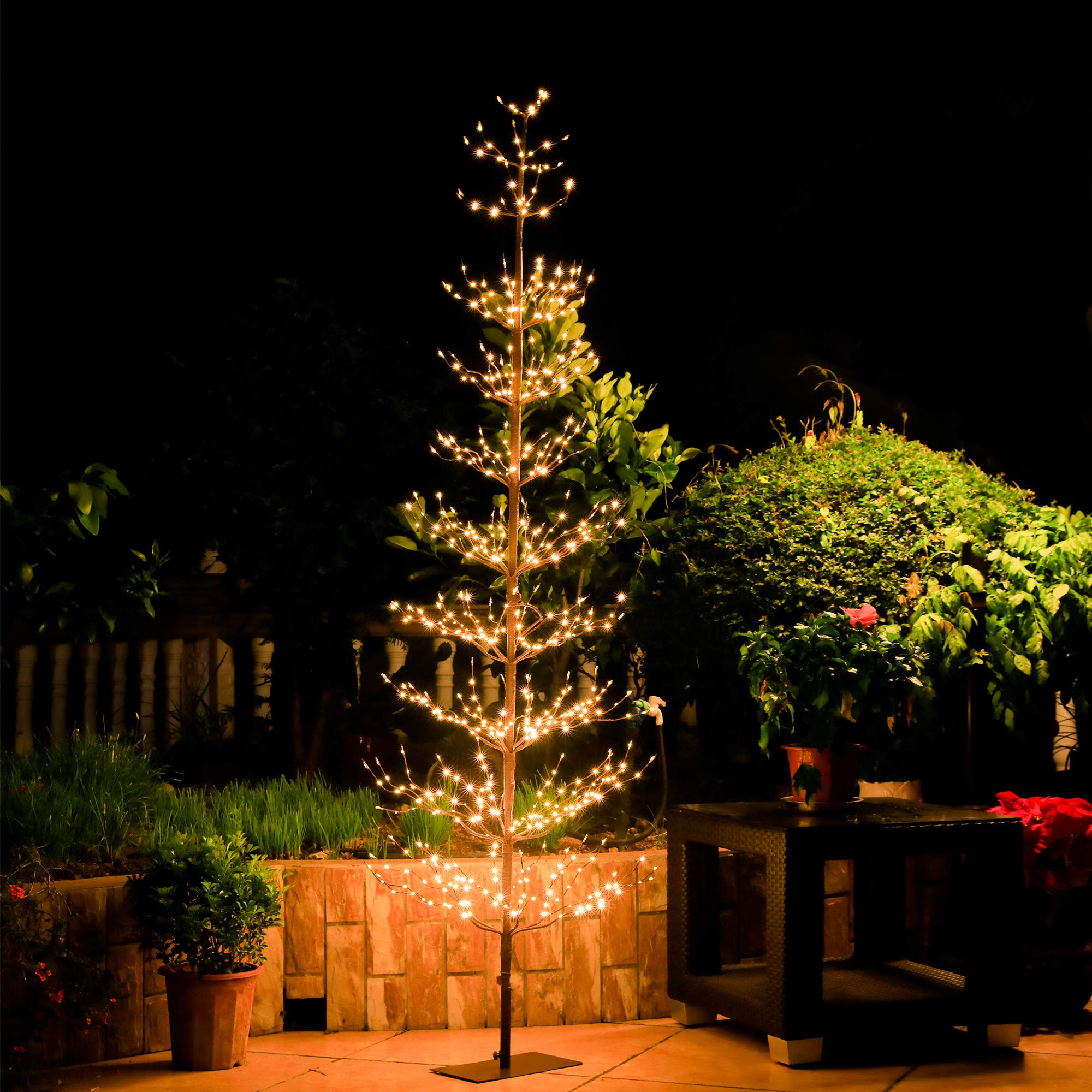 7ft Pre-Lit LED Birch Tree with 736 Warm White Lights - Indoor/Outdoor Christmas Decor for Home, Party, Festival & Garden Ambiance