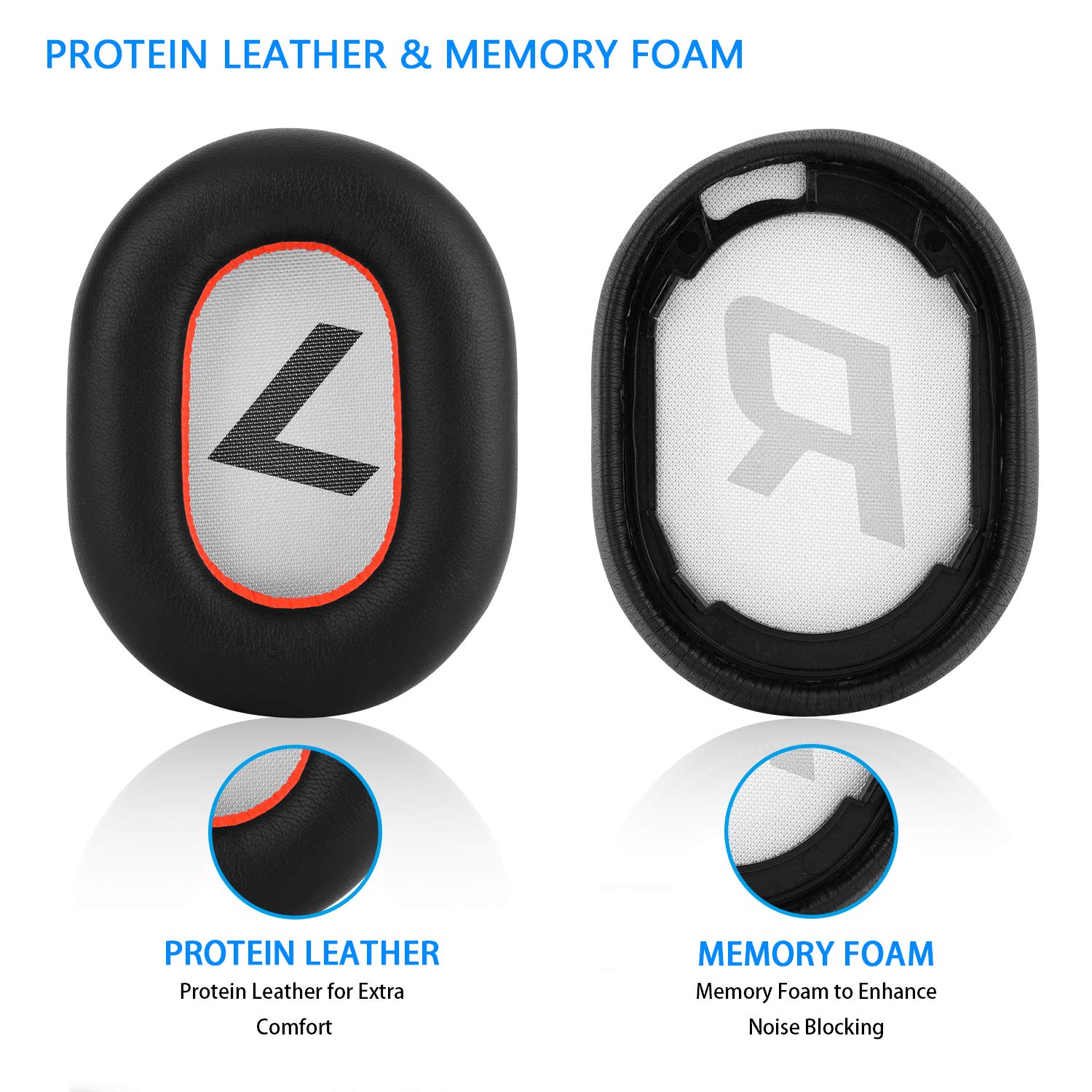 Premium Replacement Earpads for Plantronics BackBeat Pro 2 Wireless Noise Cancelling Headphones - Soft Protein Leather & Memory Foam Ear Cushions (Black) - Perfect for Office, Travel & Gaming Comfort