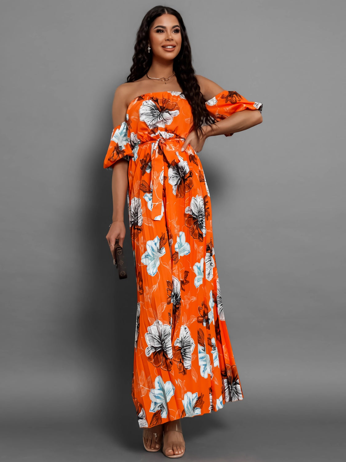 Floral Off Shoulder Resort Maxi Dress for Women - Summer Beach Vacation, Boho Wedding Guest, Tropical Party Outfit
