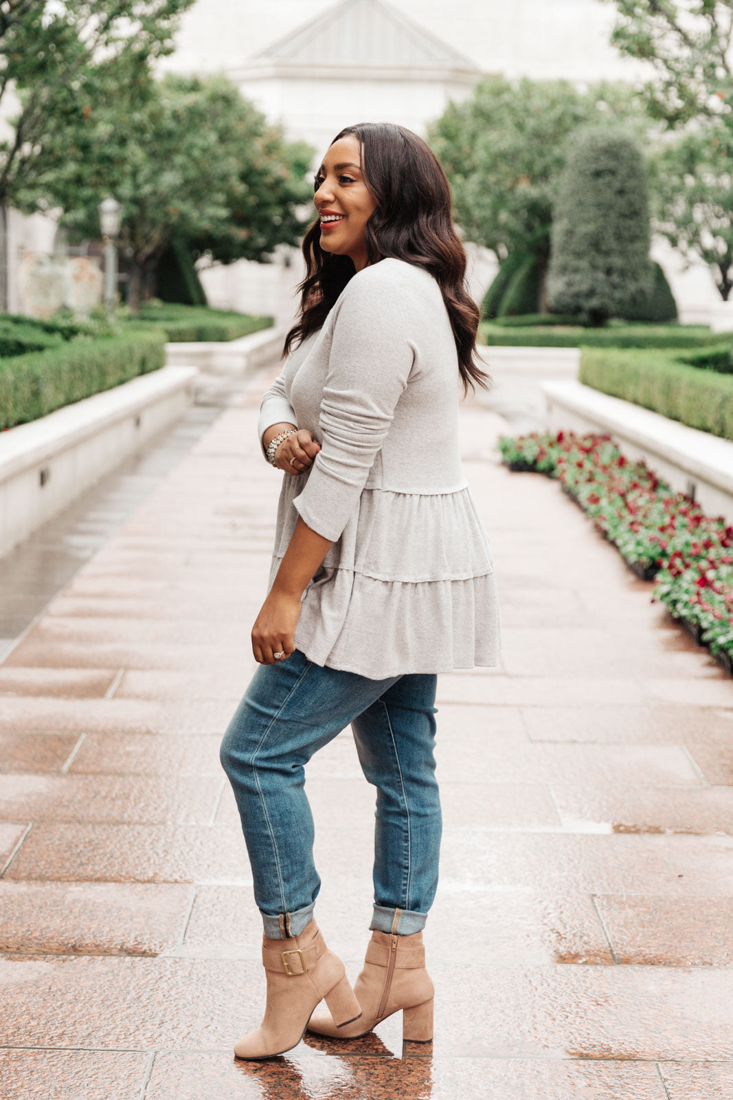 Stylish Gray Tiered Tops for Women | Trendy Layered Blouse | Perfect for Casual Outings, Office Wear & Date Nights