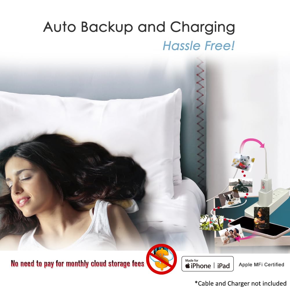 iXflash Cube 256GB MFi Certified USB-C Photo Storage Device for iPhone & iPad - Fast Backup Photos & Videos, Quick Charge - Perfect for Travel, Photography & Data Backup