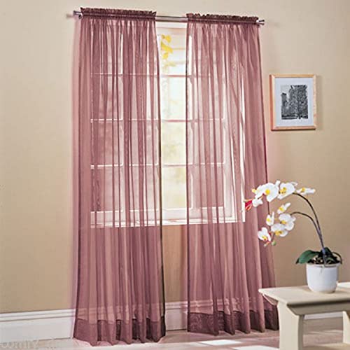 Red Sheer Curtain Panel 52x102 Inches - Rod Pocket Tulle Window Drapes for Living Room, Bedroom, Dining Room & Kitchen - Light Filtering Semi-Sheer Voile Curtains for Doorways, Balconies & Windows (1 Panel)