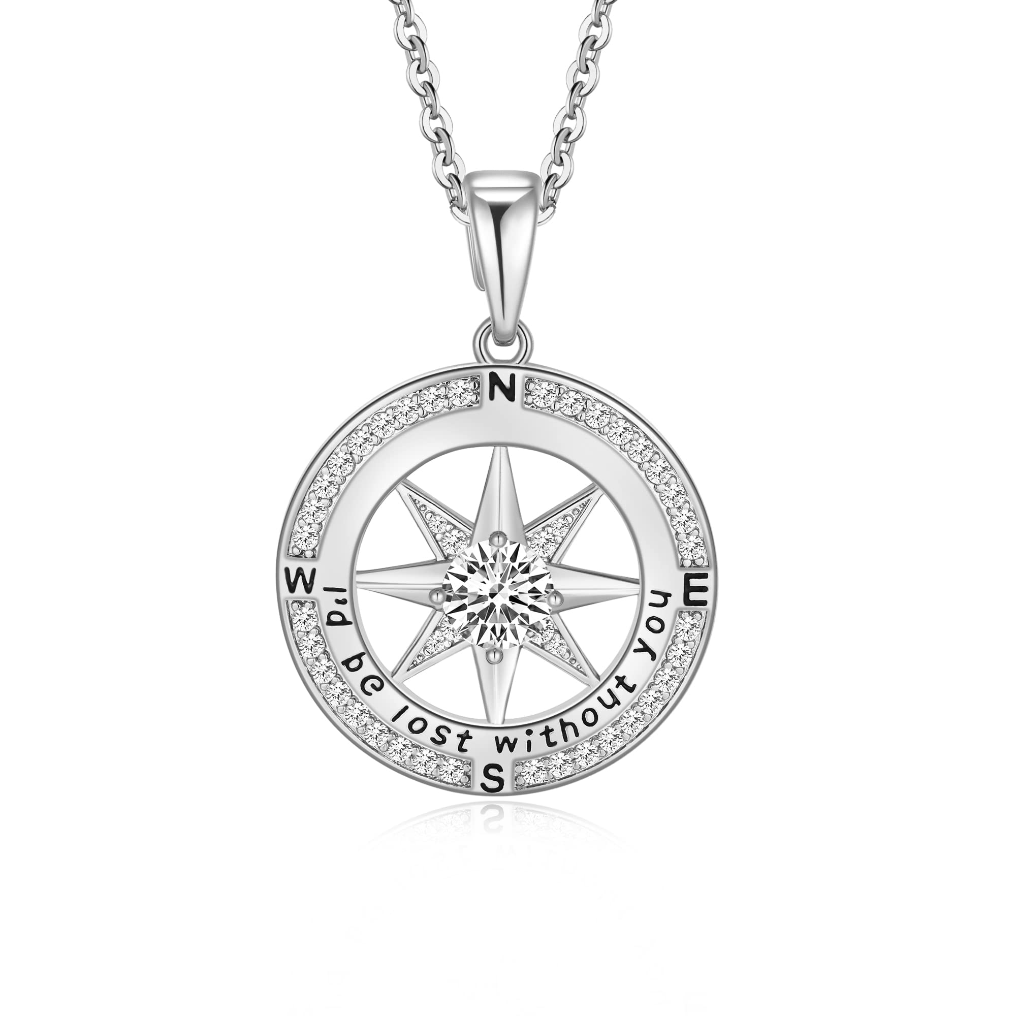 18k Real Gold Filled Compass Necklace for Women - I'd Be Lost Without You Engraved Jewelry (S925 Sterling Silver) | Romantic Anniversary, Birthday, Valentine's Day, Mother's Day & Christmas Gift for Wife, Girlfriend or Mom | Perfect for Travel Lovers, Outdoor Adventures & Meaningful Moments