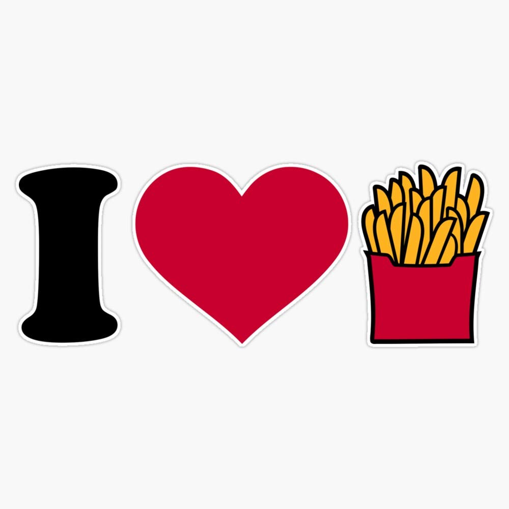 I Love French Fries Vinyl Bumper Sticker - 5