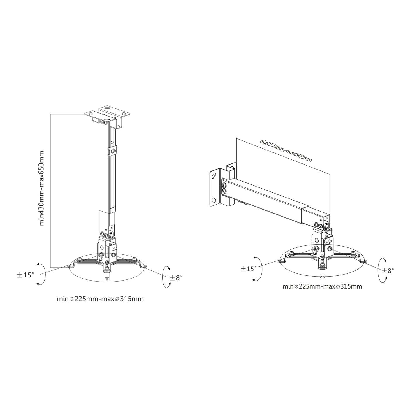 Universal Projector Mount for Wall or Ceiling - Adjustable Heavy Duty Bracket for Home Theater, Classroom & Office Projector Installation (Fits Most Projectors)