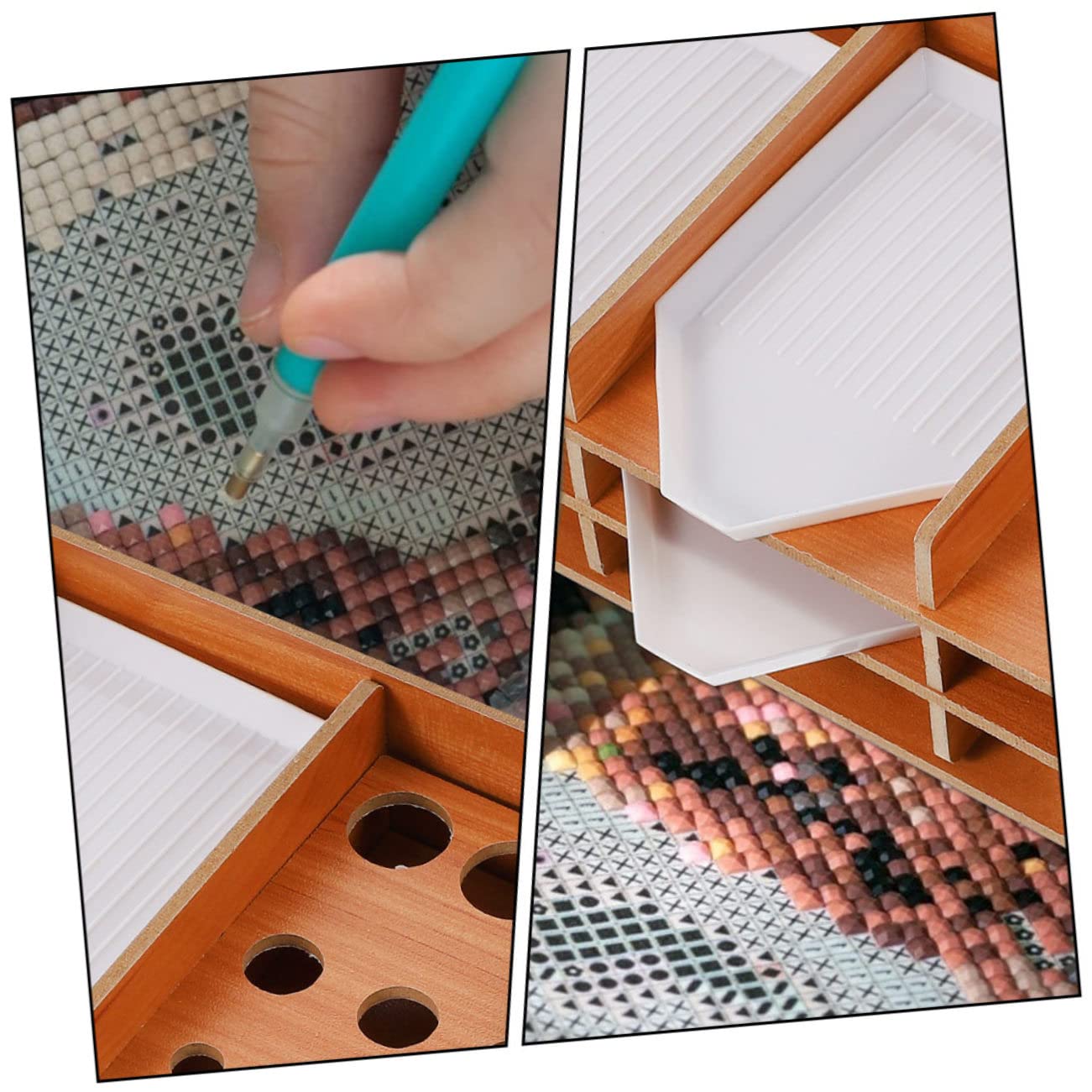 Ciieeo 16-Grid Diamond Painting Organizer Storage Tray - Full/Partial Drill, Square/Round Beads - Easy to Use for DIY Craft Projects & Home Decor