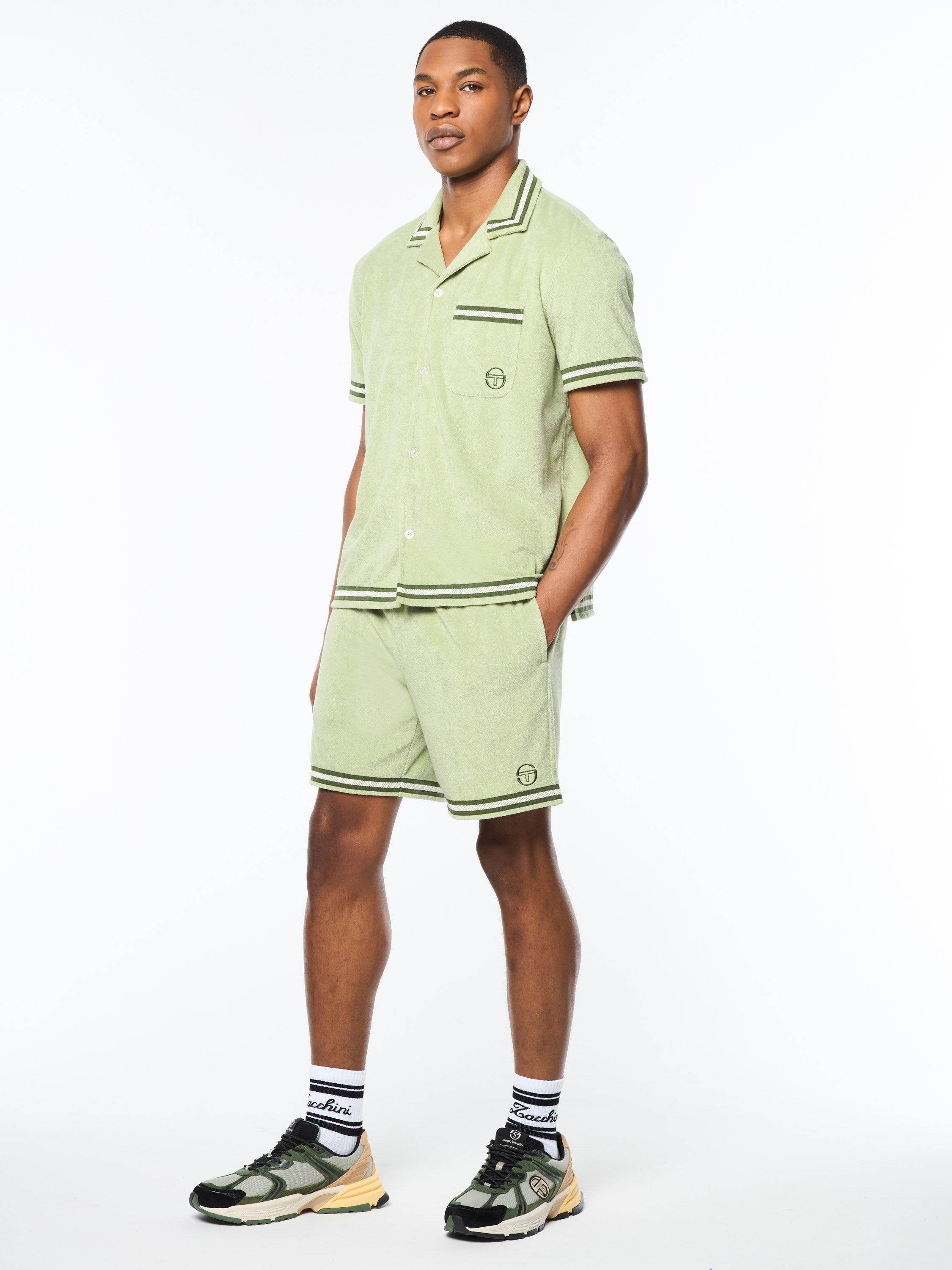 Vitus Terry Cabana Shirt for Men - Soft Breathable Linen Blend Short Sleeve Button Down Shirt in Reseda Green - Perfect for Beach Vacation, Summer Outings and Casual Wear
