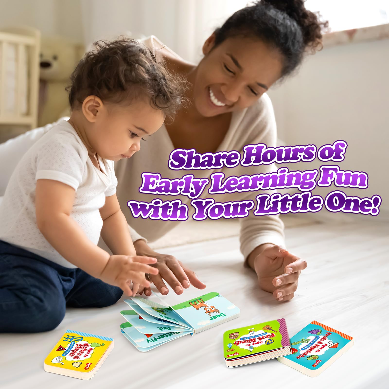 Torlam Toddler Learning Books Set - 4 Mini Board Books for Fruits, Animals, Colors & Shapes - Perfect for Early Childhood Education
