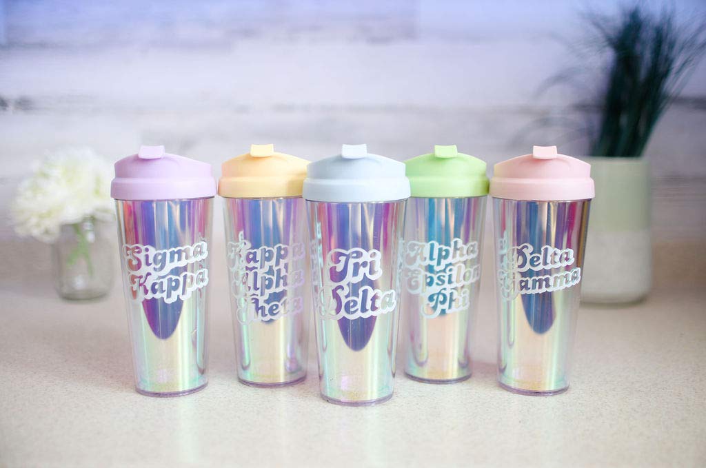 Alpha Sigma Tau Sorority Tumbler - 20oz Insulated Stainless Steel Cup with Lid & Straw - Perfect for Coffee, Tea & Cold Drinks - Great Gift for Sorority Sisters & College Students