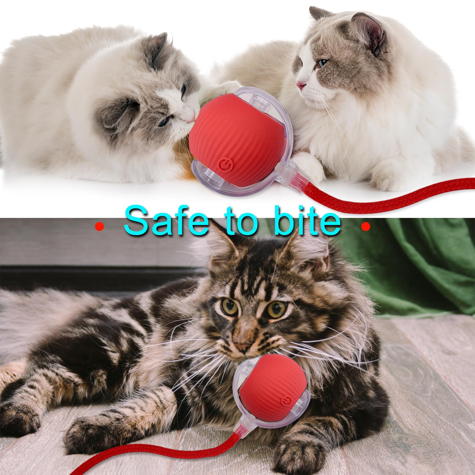 Interactive LED Cat & Dog Toy Ball - Automatic Rolling Motion-Activated Pet Game with String Tail for Indoor Play, Exercise & Fun - Perfect Gift for Kittens & Puppies (Red) - Great for Playtime, Training & Keeping Pets Active