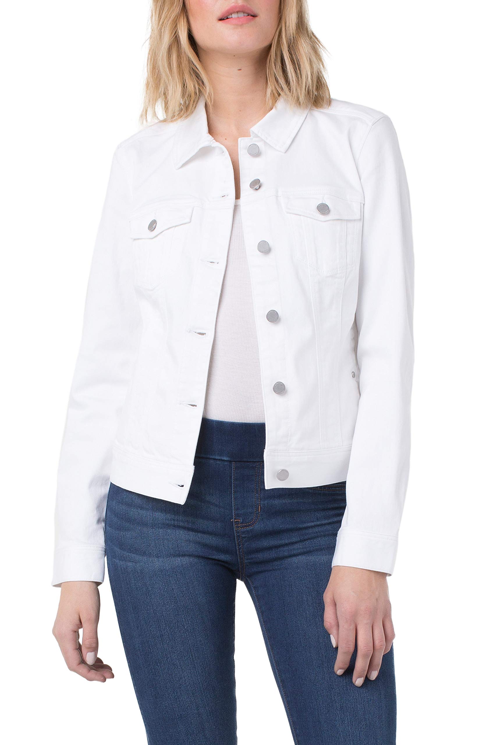 Liverpool Women's Classic Denim Jacket - High Performance Jean Jacket in Bright White | Perfect for Casual Outfits, Street Style & Everyday Wear