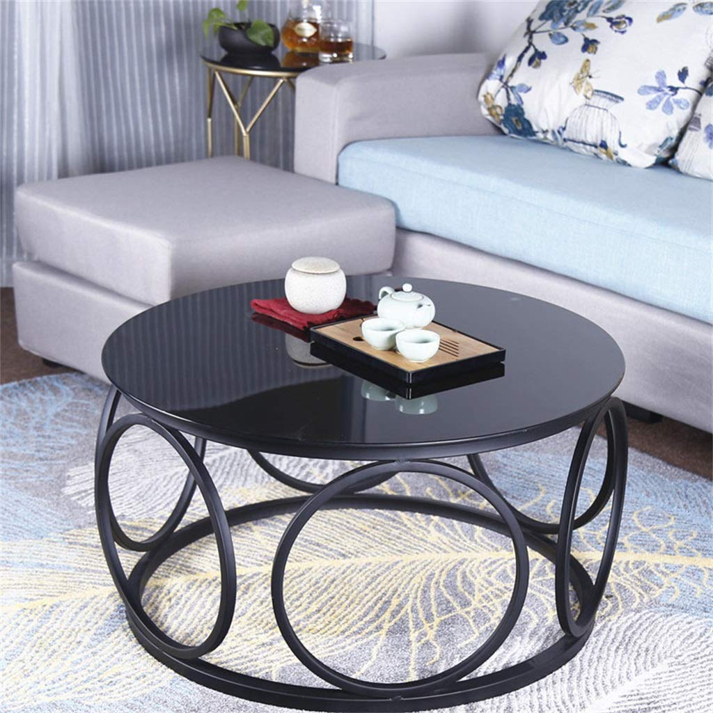 Round Coffee Table with Tempered Glass Top - Metal Side Table, End Table for Living Room, Office, Balcony | Perfect for Sofa Sets, Flower Stand & Home Decor
