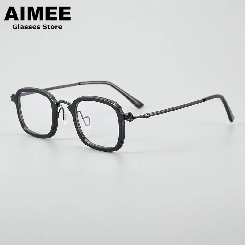 Aimee Unisex Full Rim Big Square Acetate Titanium Eyeglasses Frame 95869 - Lightweight Durable Glasses for Men & Women, Perfect for Reading, Working & Fashion Accessories