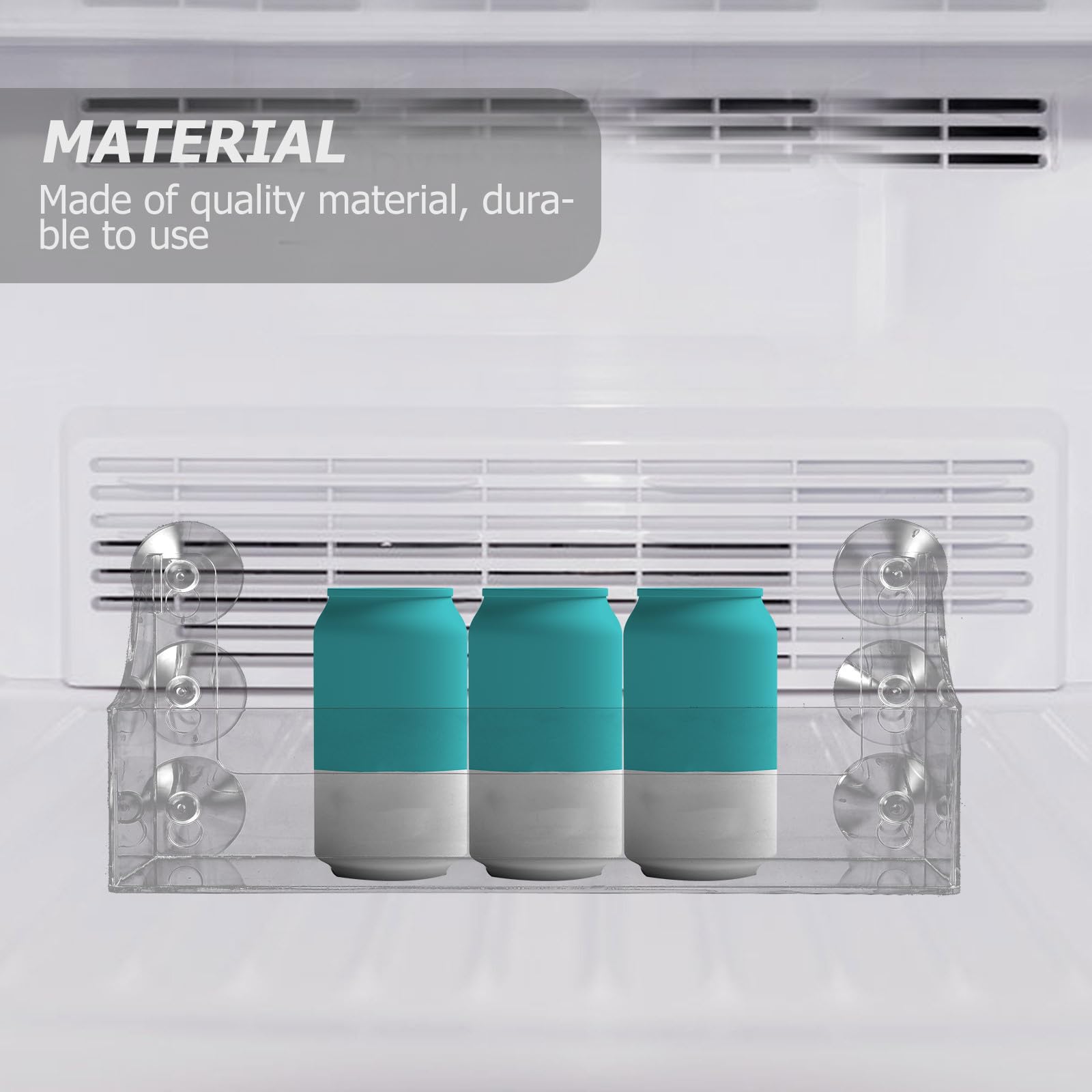 DOITOOL Clear Acrylic Refrigerator Organizer with Strong Suction Cups - 13.1 x 5.7 Inch Space-Saving Shelf for Spices, Oil Jars, Condiments - Perfect for Kitchen, Pantry & Refrigerator Organization