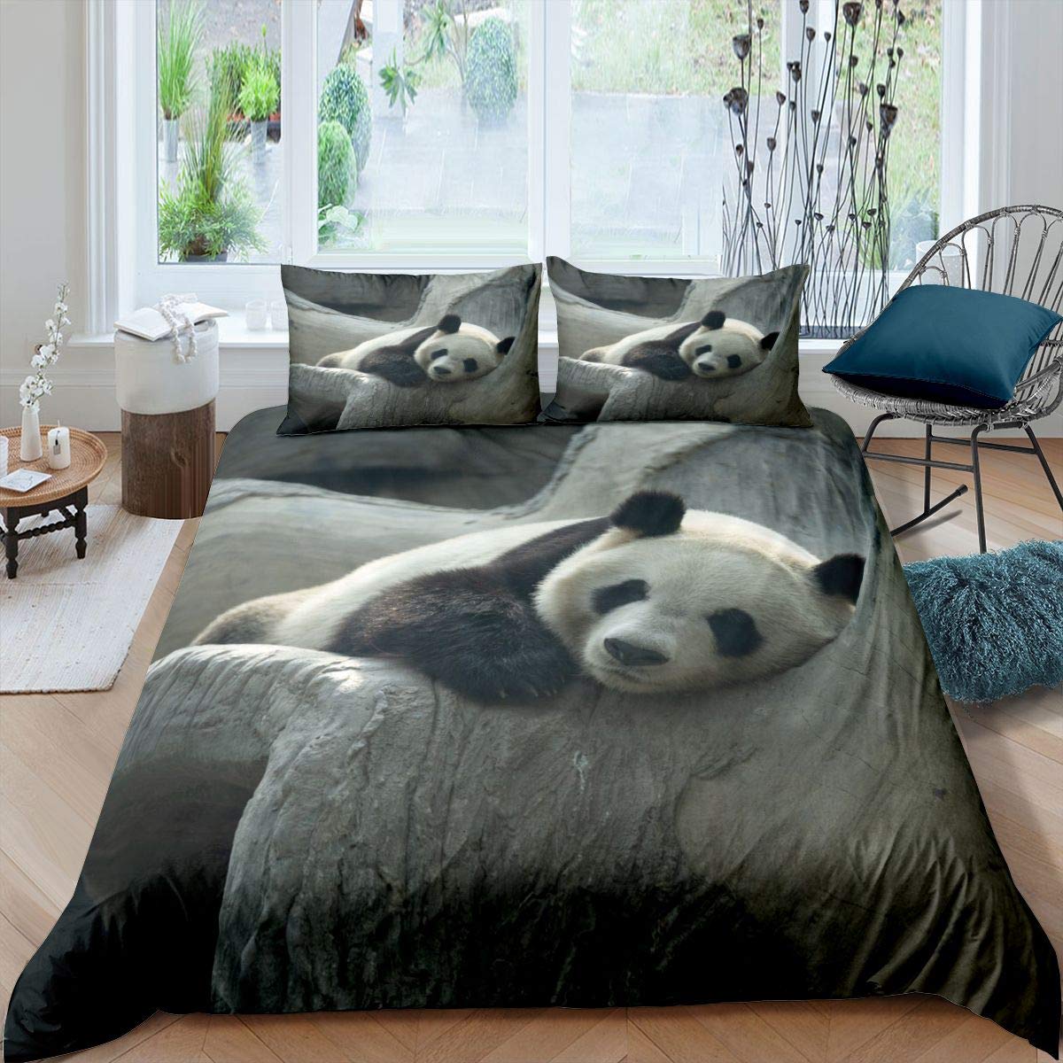 Feelyou Panda Duvet Cover Set - Cute Animal Print Twin Size Bedding for Kids (2Pcs) | Soft Wildlife Decor for Boys & Girls Bedrooms | Perfect for Nursery, Dorm Room or Cozy Wildlife-Themed Decor