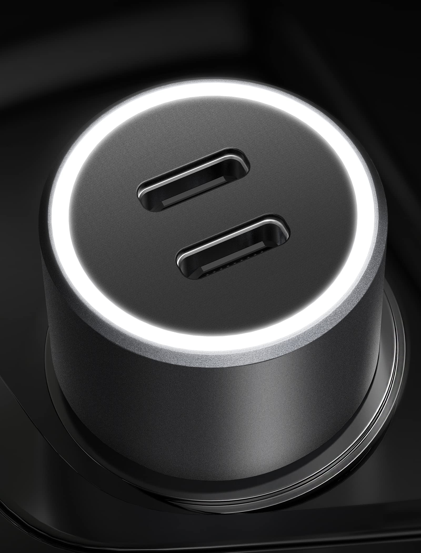 40W USB C Car Charger - Dual Port 20W Fast Charging PD Car Adapter with Cigarette Lighter, Compatible with iPhone 14/13/12/11 Series & Samsung Galaxy S22/S21/S20 - Perfect for Road Trips & Daily Commutes (Grey)
