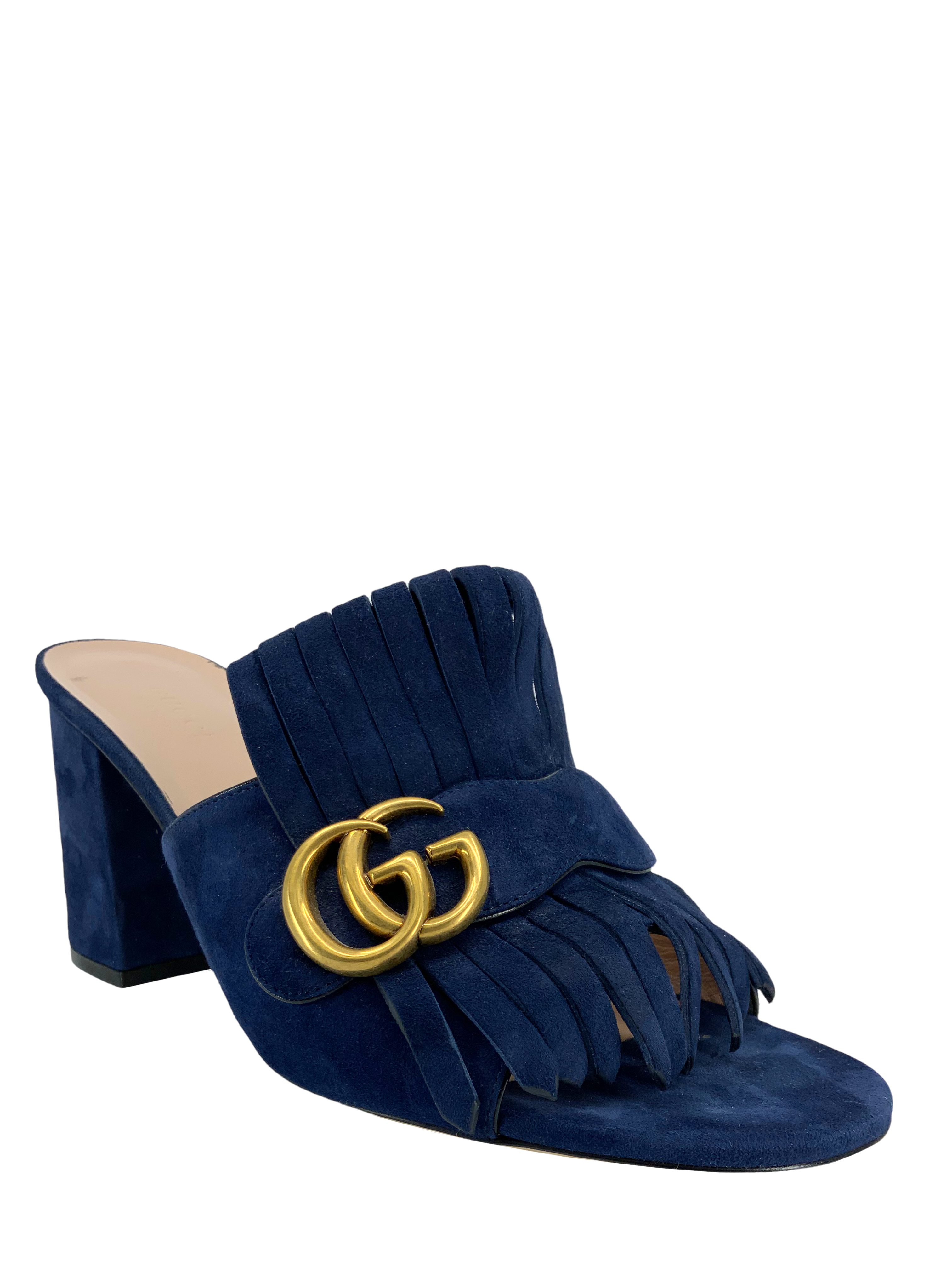 Gucci Marmont GG Suede Fringe Mules Women's Size 10 | Luxury Designer Loafers for Casual & Office Wear | Perfect for Spring & Summer Outfits