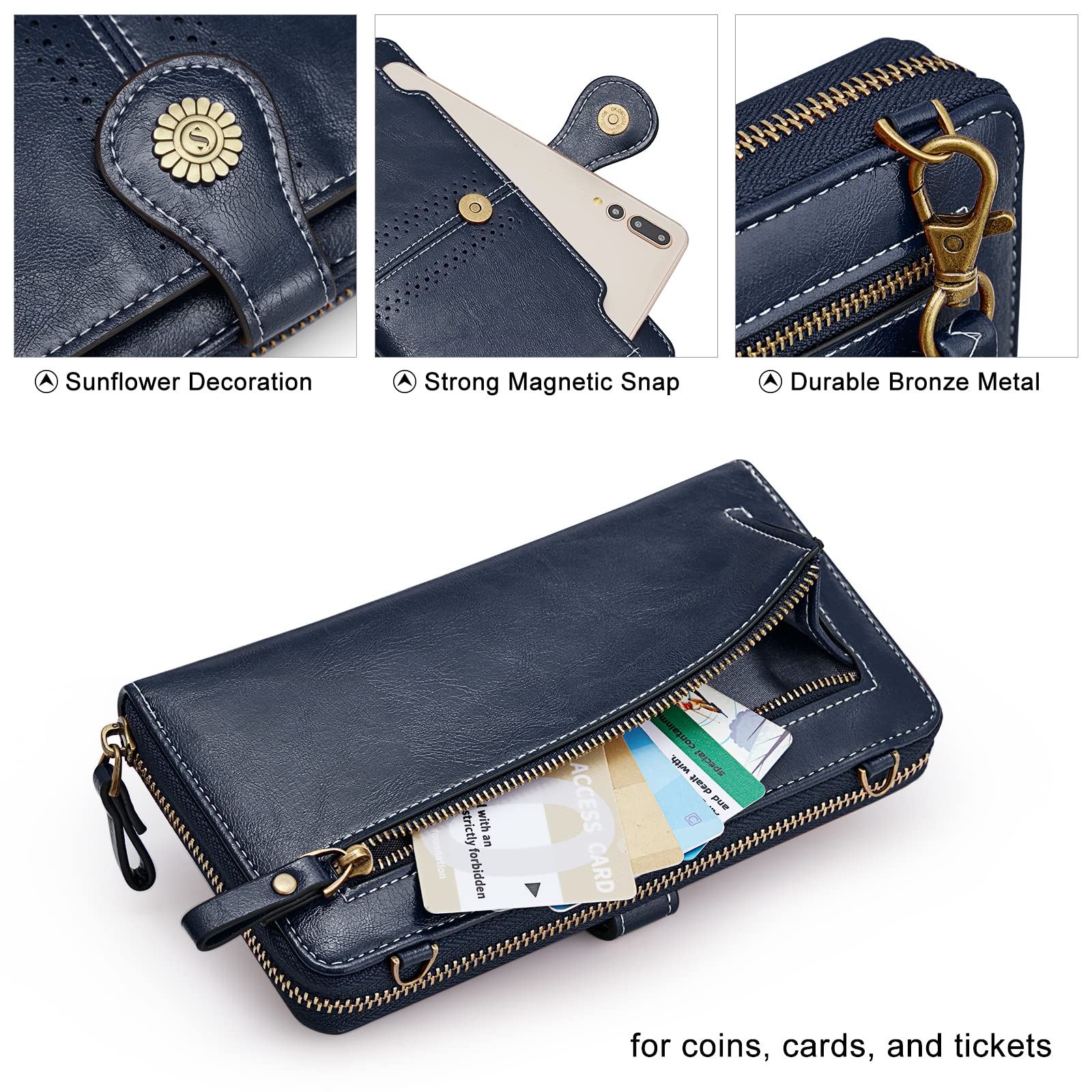 S-ZONE Vegan Leather Crossbody Bag for Women - Small RFID Blocking Phone Purse with 2 Adjustable Straps | Perfect for Everyday Use, Travel & Shopping