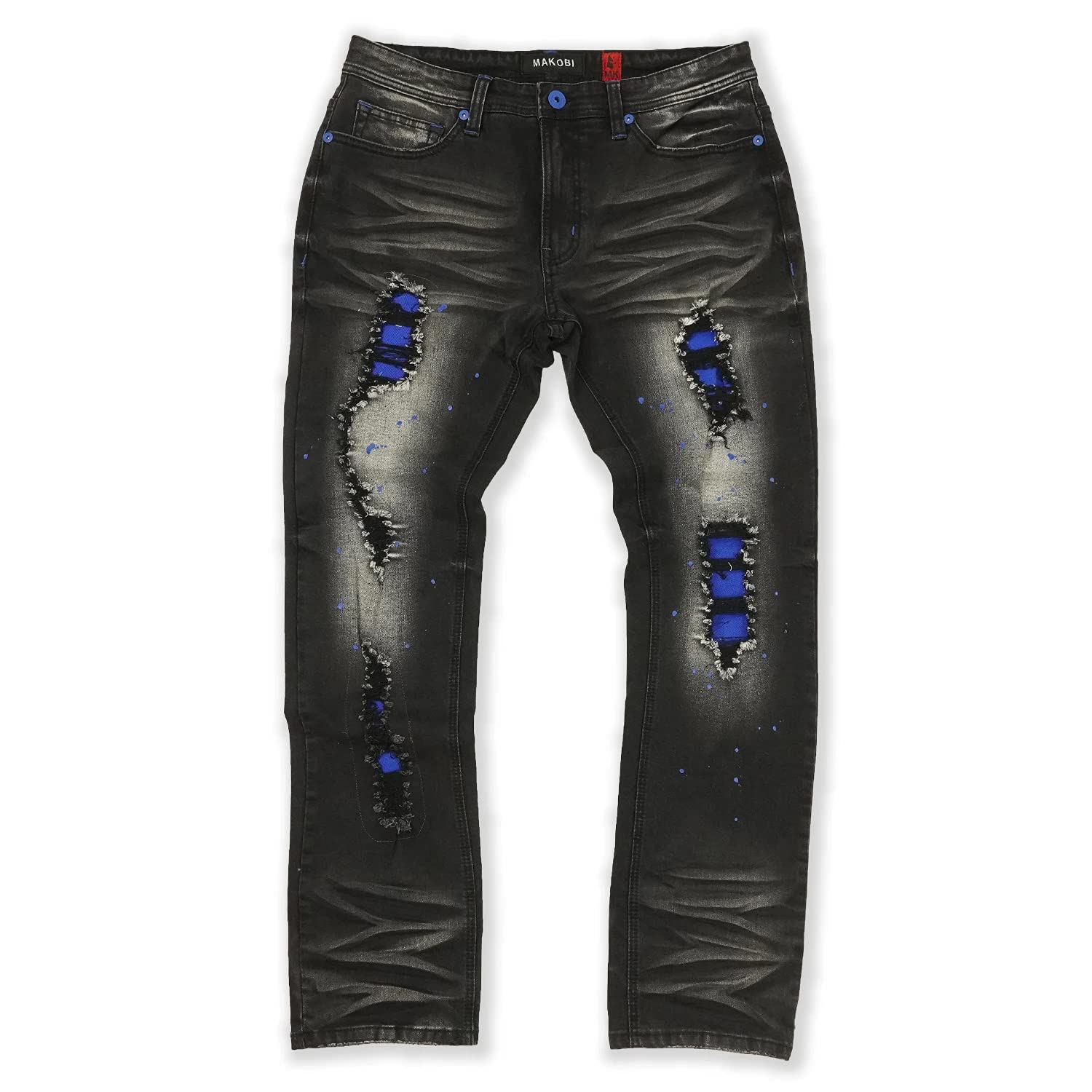 Makobi Black Wash Bondi Shredded Jeans for Women - Distressed Skinny Ripped Denim Pants - Perfect for Casual Outfits, Streetwear & Night Out
