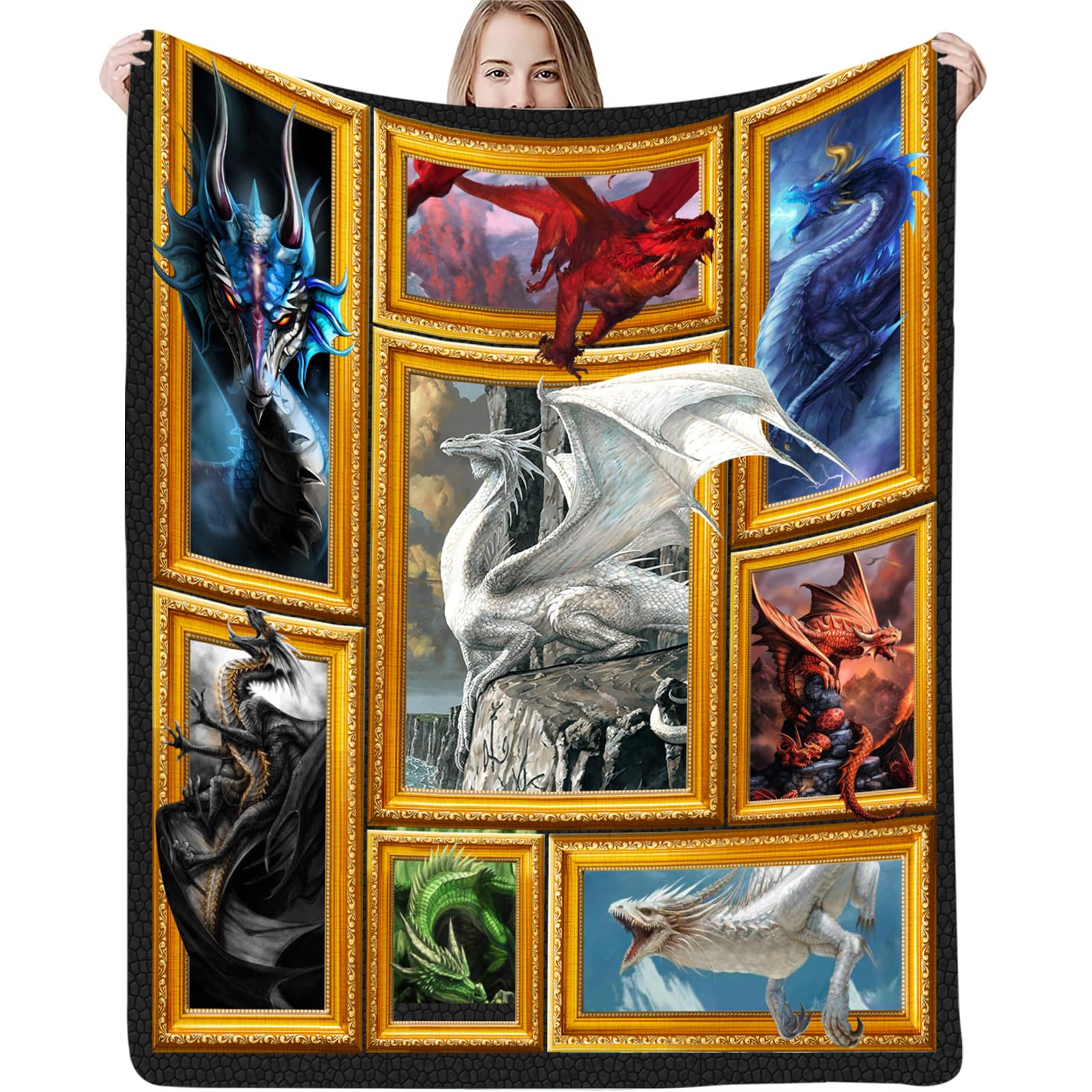 Premium Dragon Throw Blanket for Men, Women & Kids - Ultra Soft Flannel Blanket for Couch, Sofa & Bed - 50x60 Inch Cozy Blanket for Winter, Gifts & Movie Nights