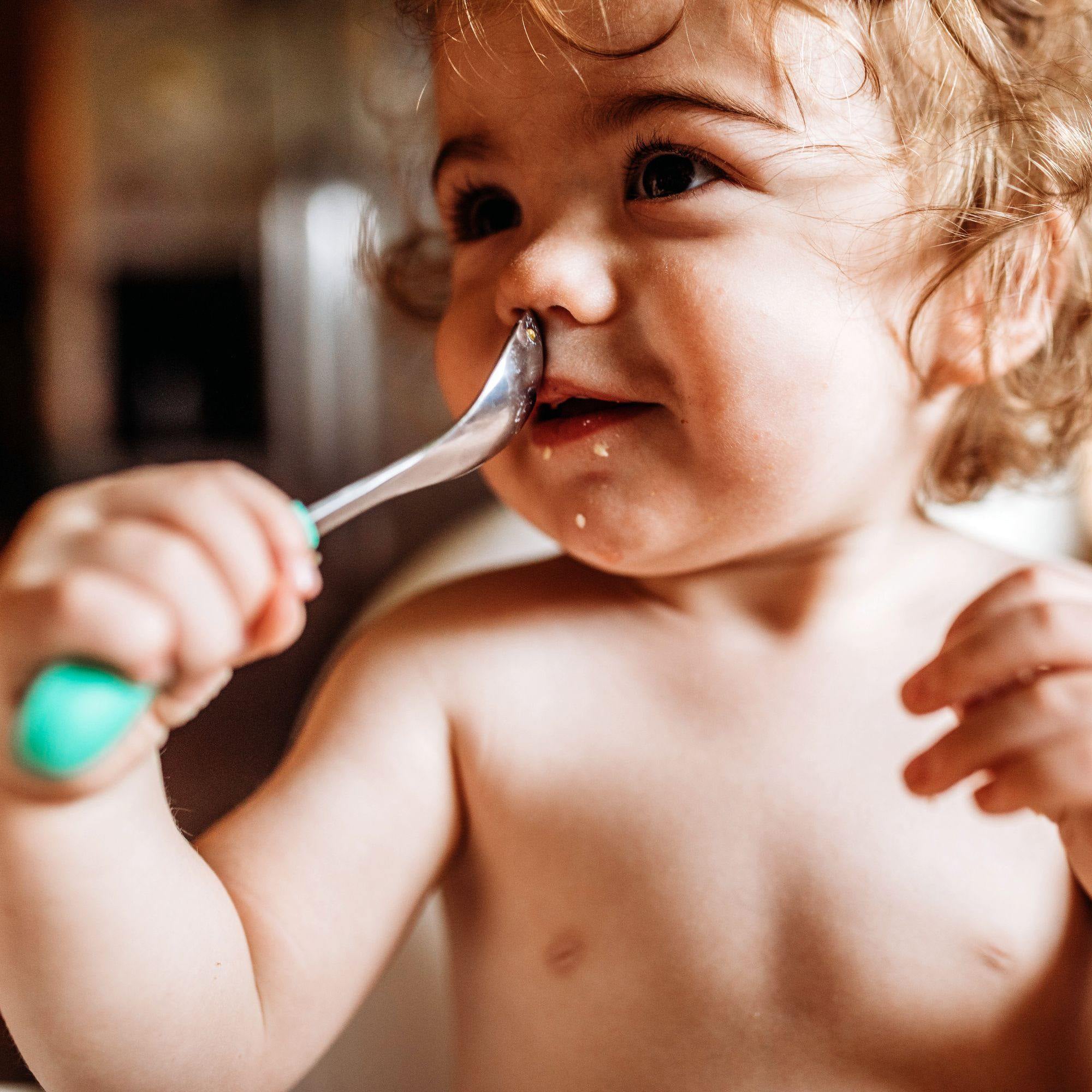 Avanchy Stainless Steel Baby Spoons for Infants & Toddlers - BPA-Free, Soft-Tip, 2-Pack (Pink) - Perfect for Baby-Led Weaning, First Foods & Travel Feeding