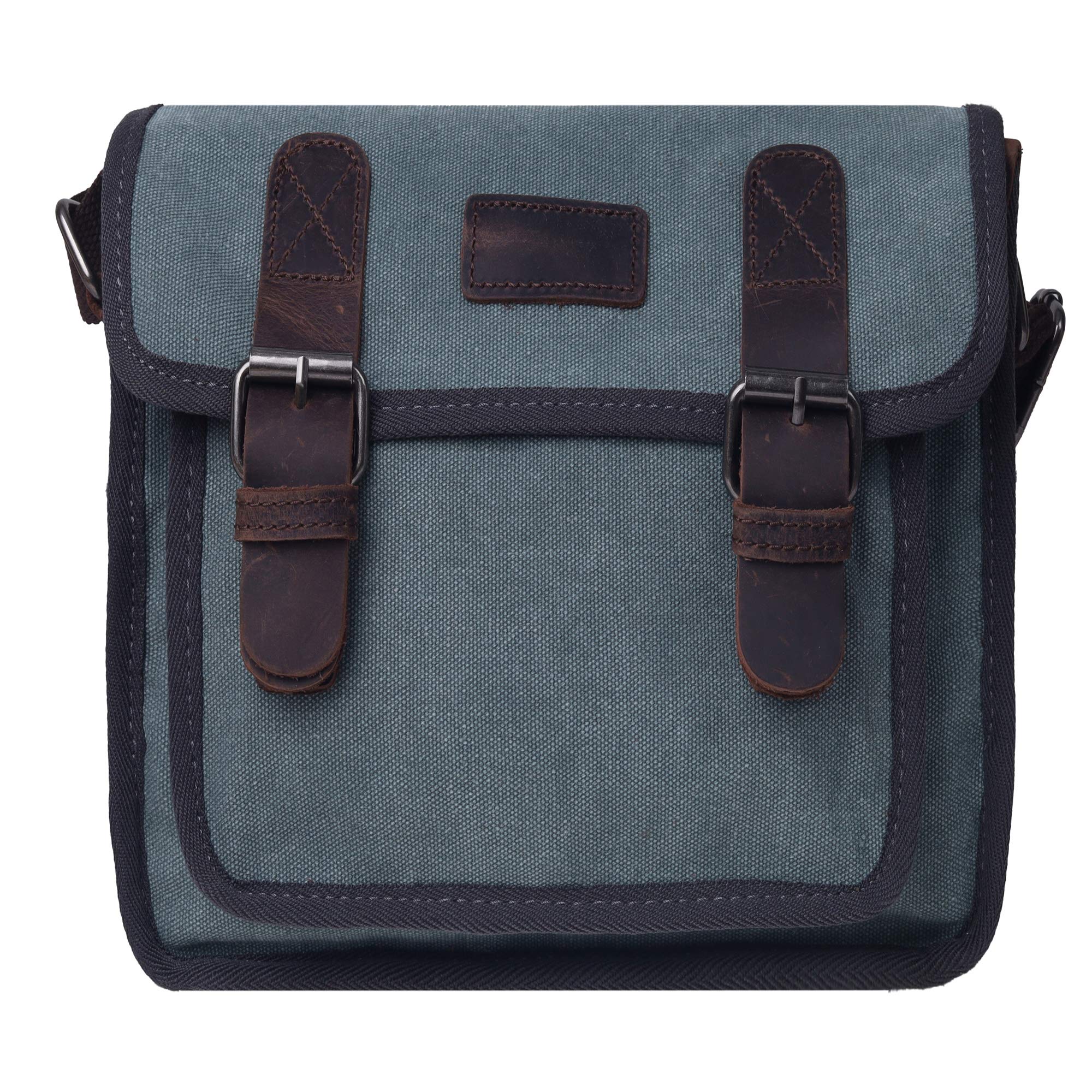Kemy's Vintage Canvas Messenger Bag with Flap Closure - Classic Shoulder Bag for Men & Women, Lake Green - Perfect for Work, Travel & Daily Commute