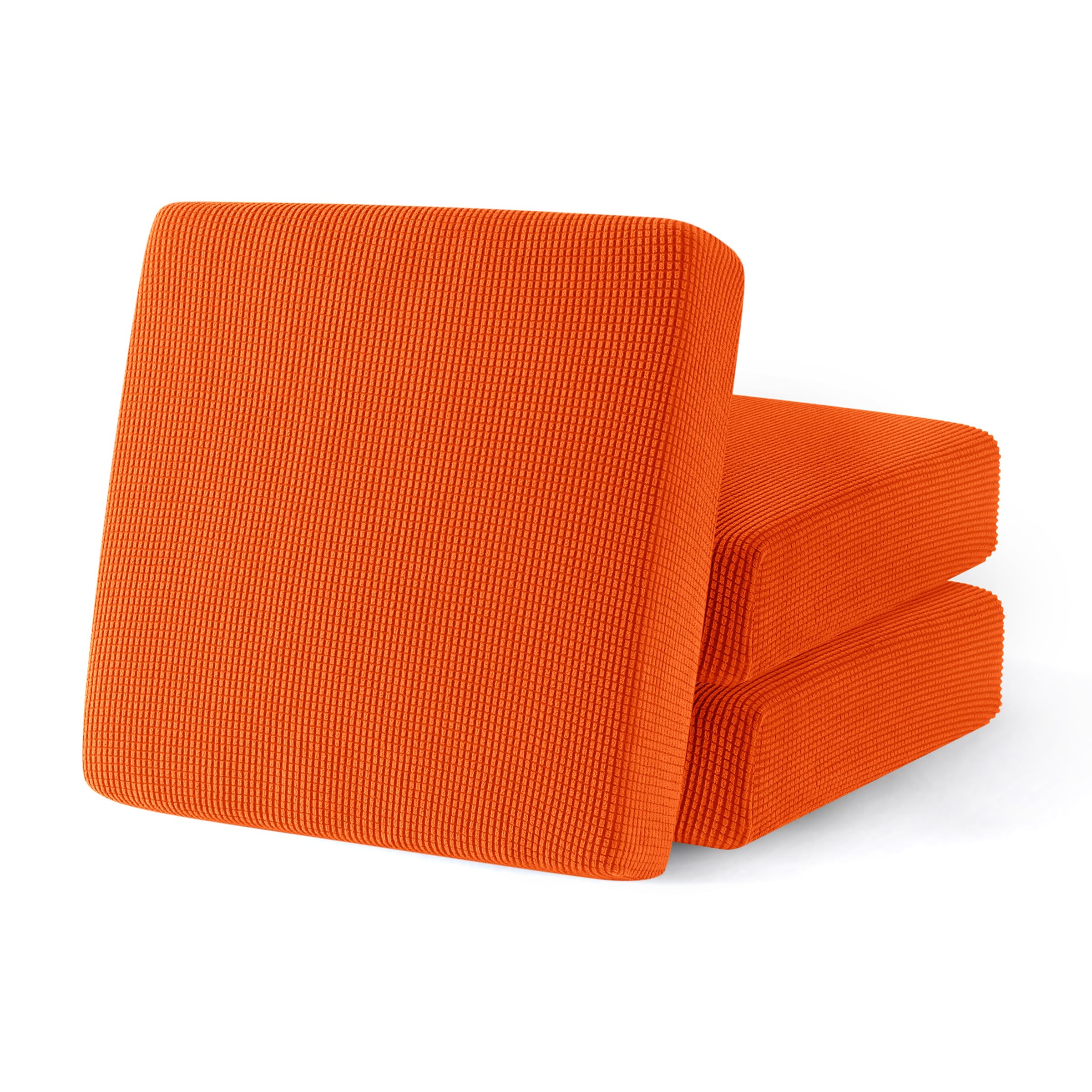 Stretch Cushion Covers 3-Pack - Elastic Sofa Slipcovers for Couch, Loveseat, RV & Chair - Spandex Furniture Protector in Orange - Perfect for Home, Office & Travel Use