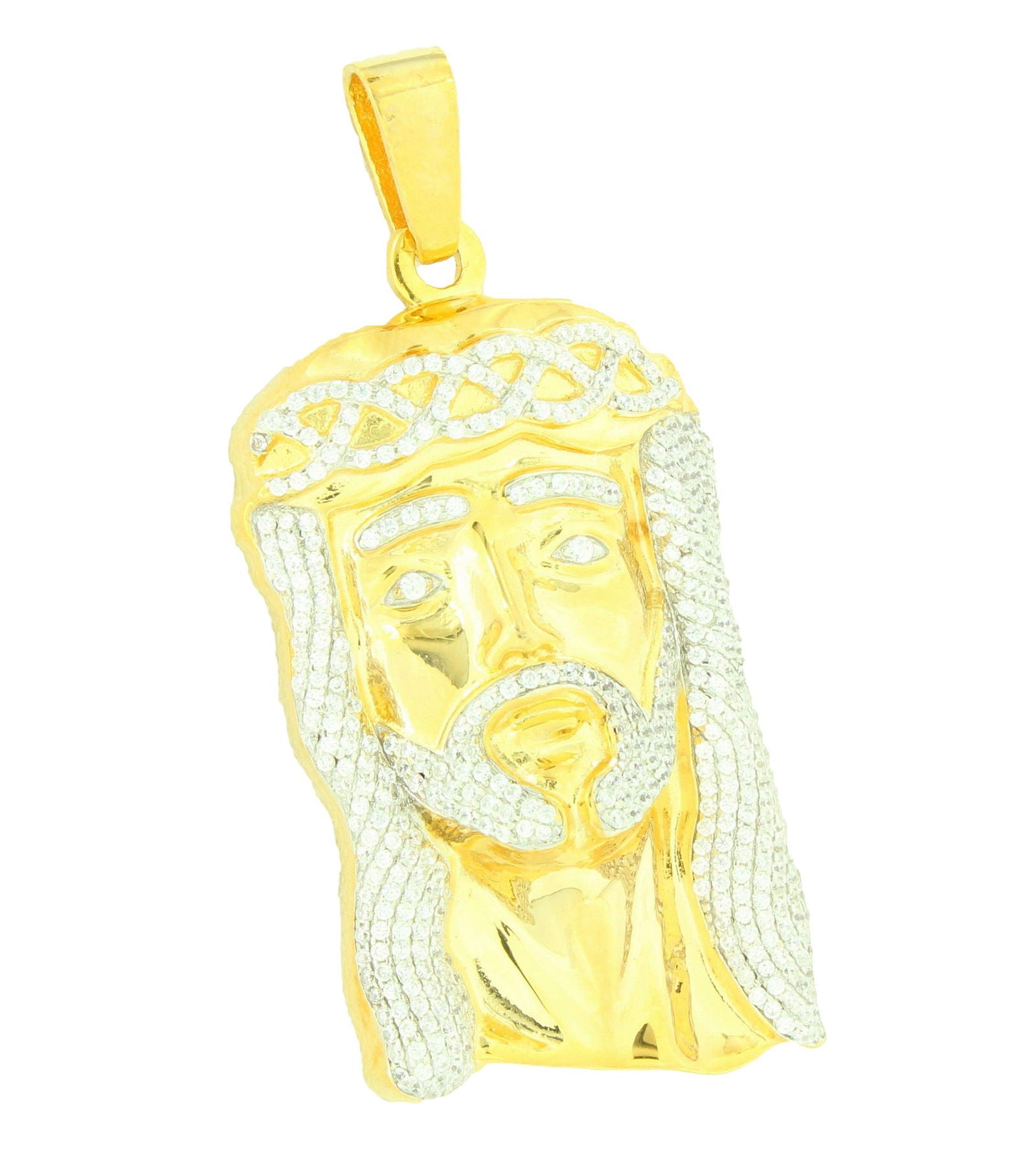 Jesus Pendant Necklace - 14K Gold Plated Sterling Silver with Lab-Created Diamond & Franco Chain | Religious Jewelry for Men & Women | Perfect for Church, Gifts & Everyday Wear